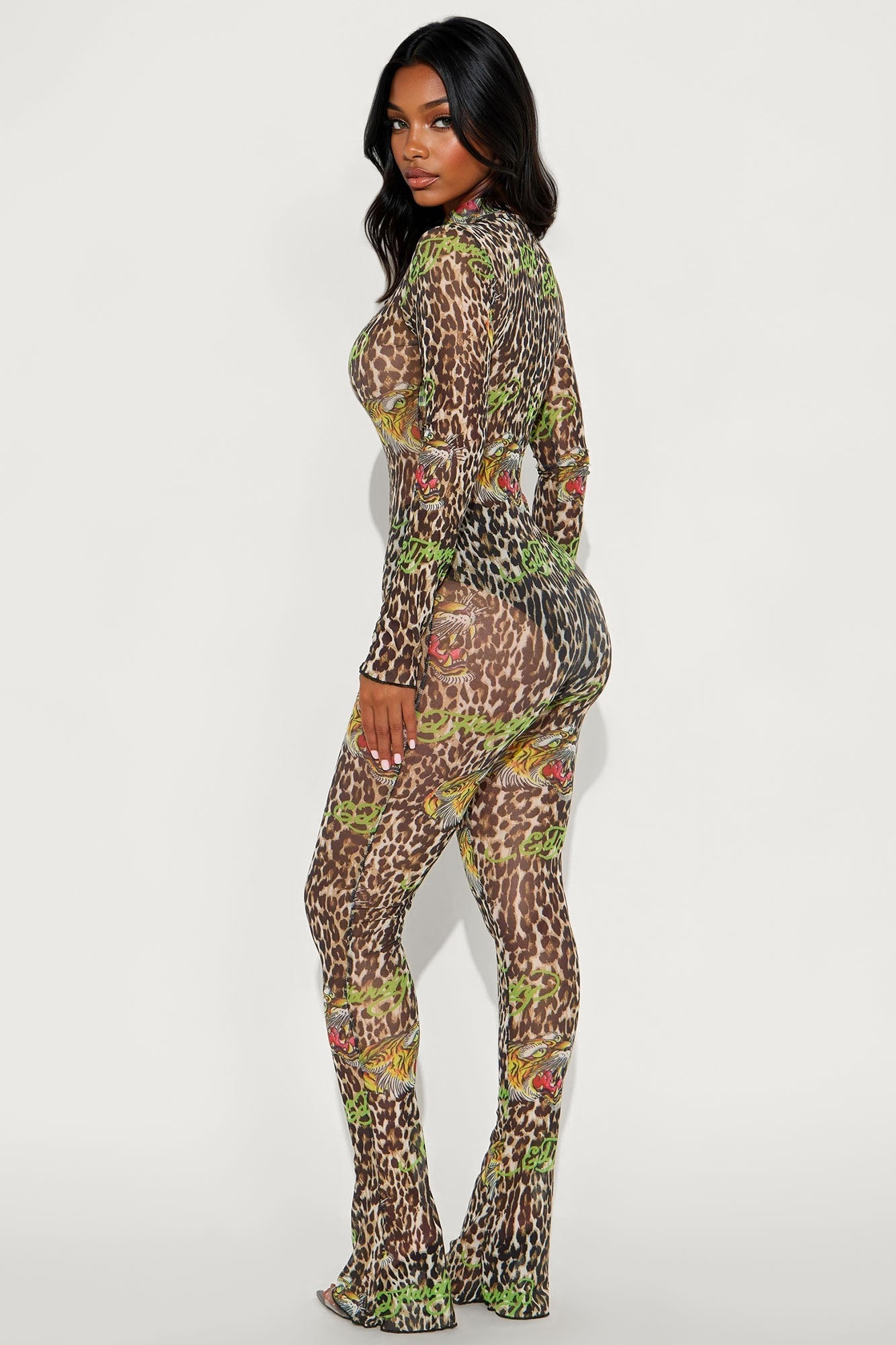 Ed Hardy Leopard Mesh Jumpsuit - Leopard
