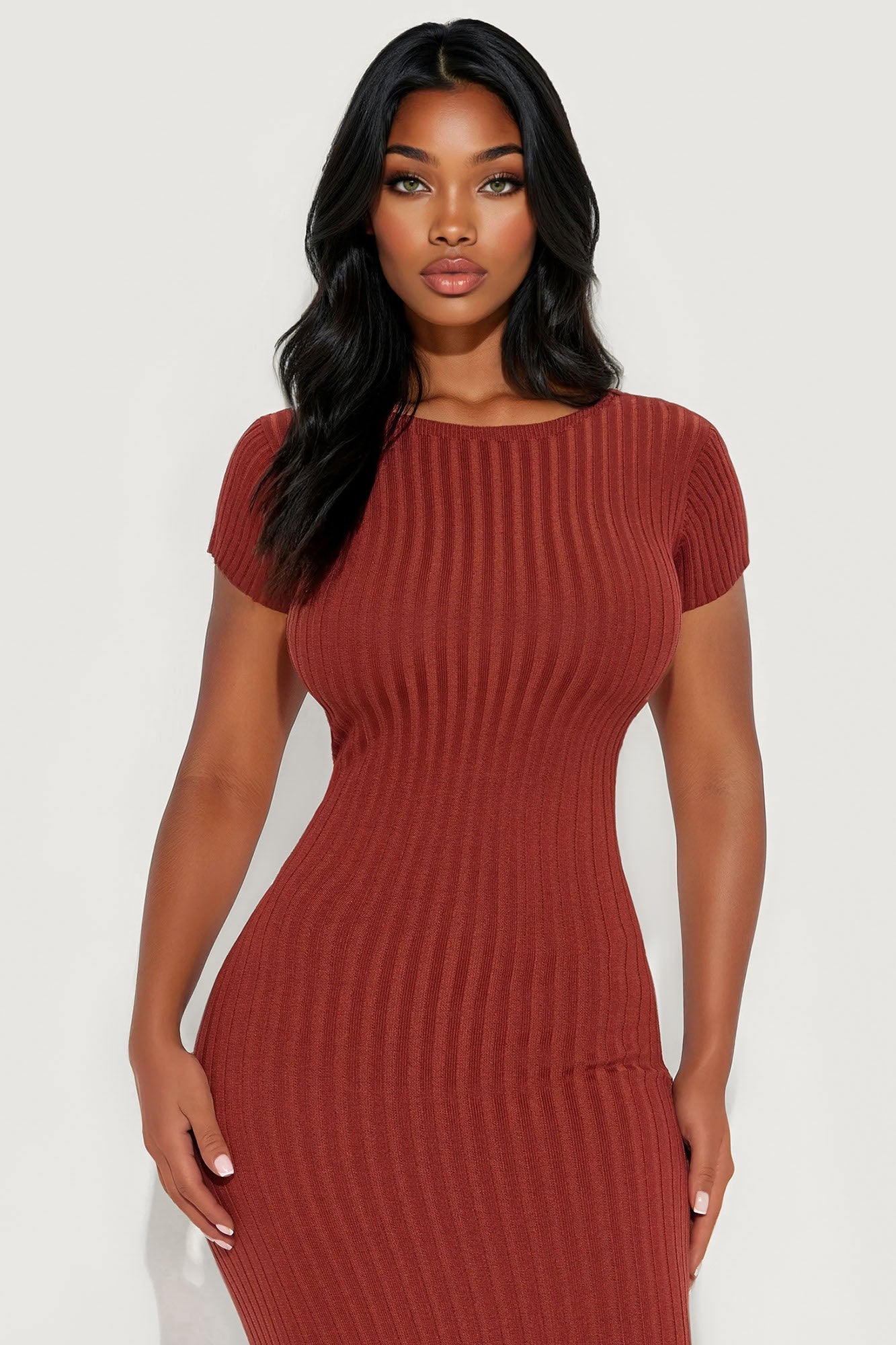 Nomi Low Back Sweater Maxi Dress - Rust