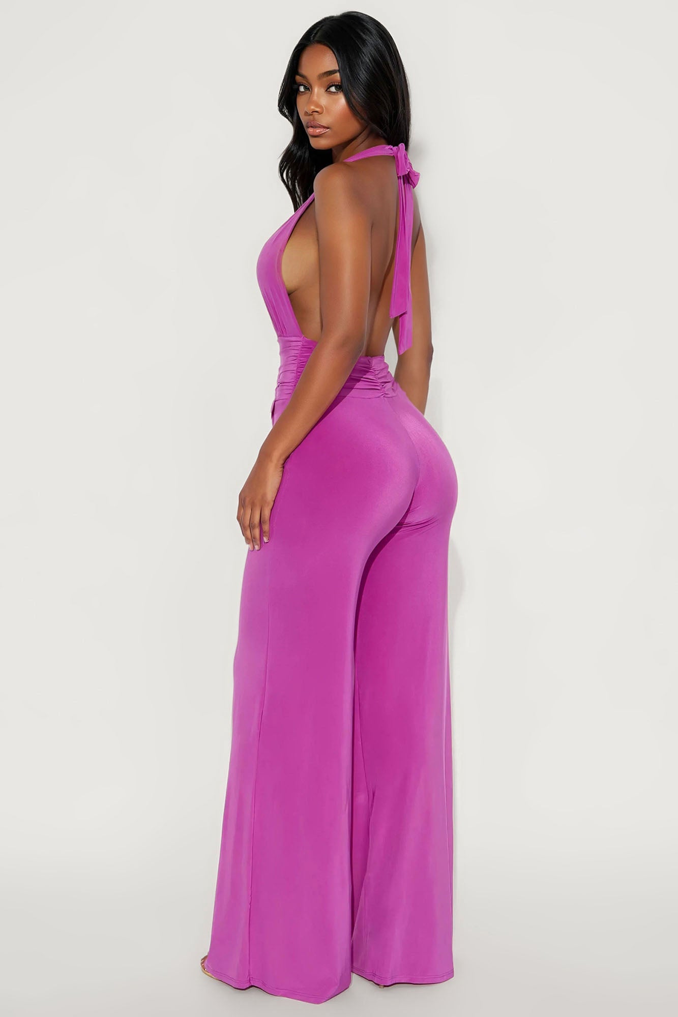 Love Me Harder Halter Wide Leg Jumpsuit - Magenta