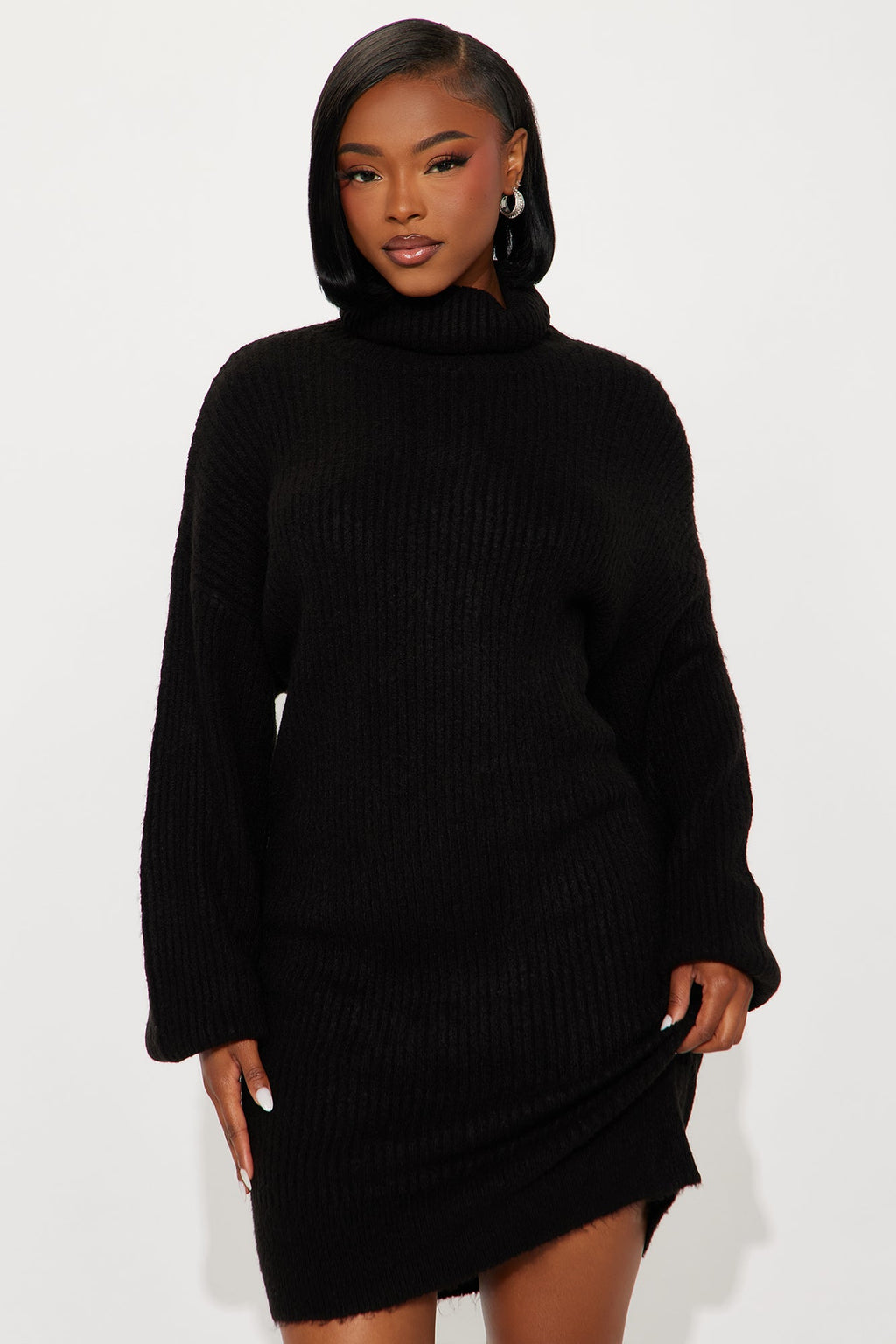 Tall Karina Sweater Mini Dress - Black