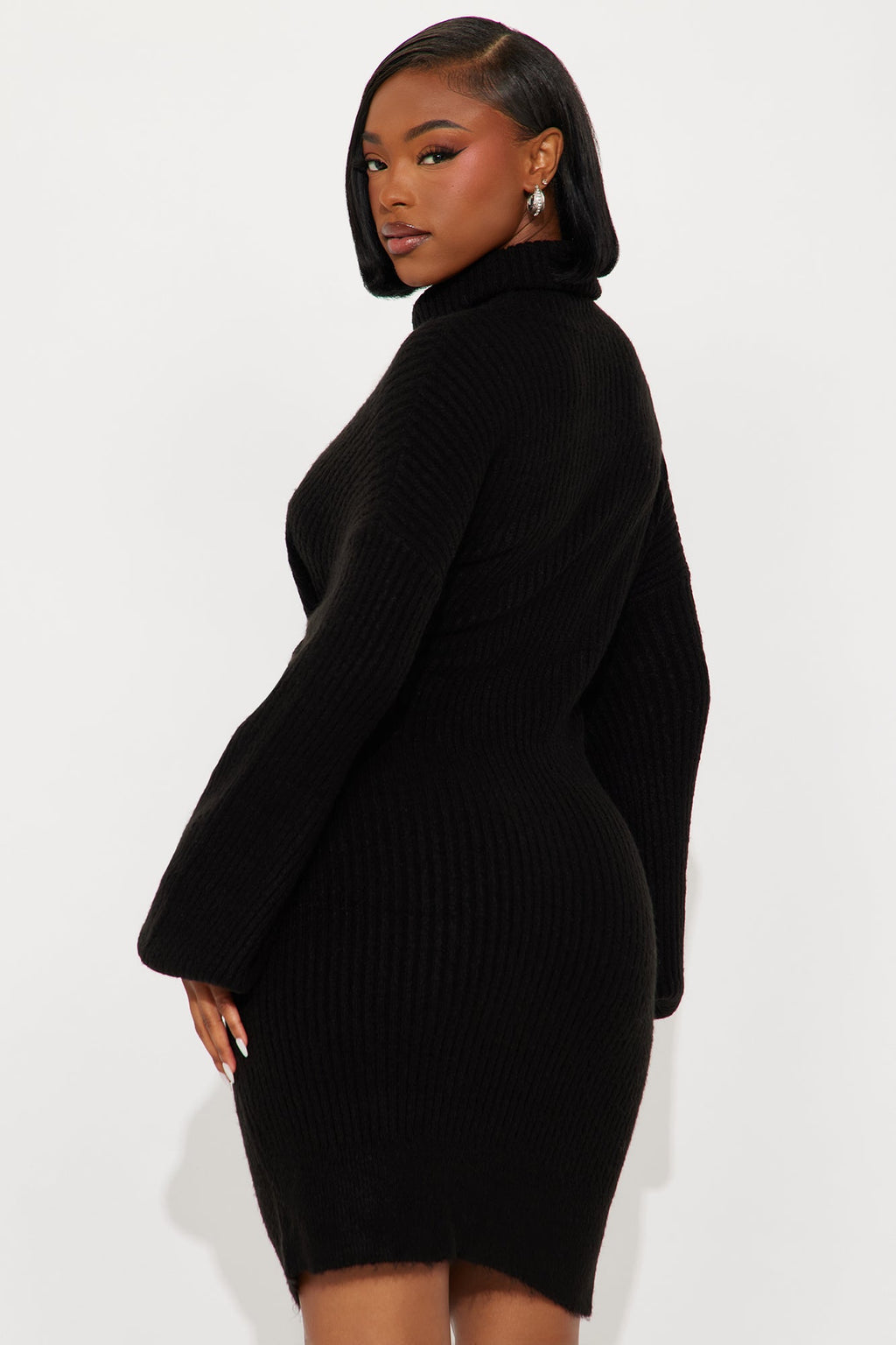 Tall Karina Sweater Mini Dress - Black