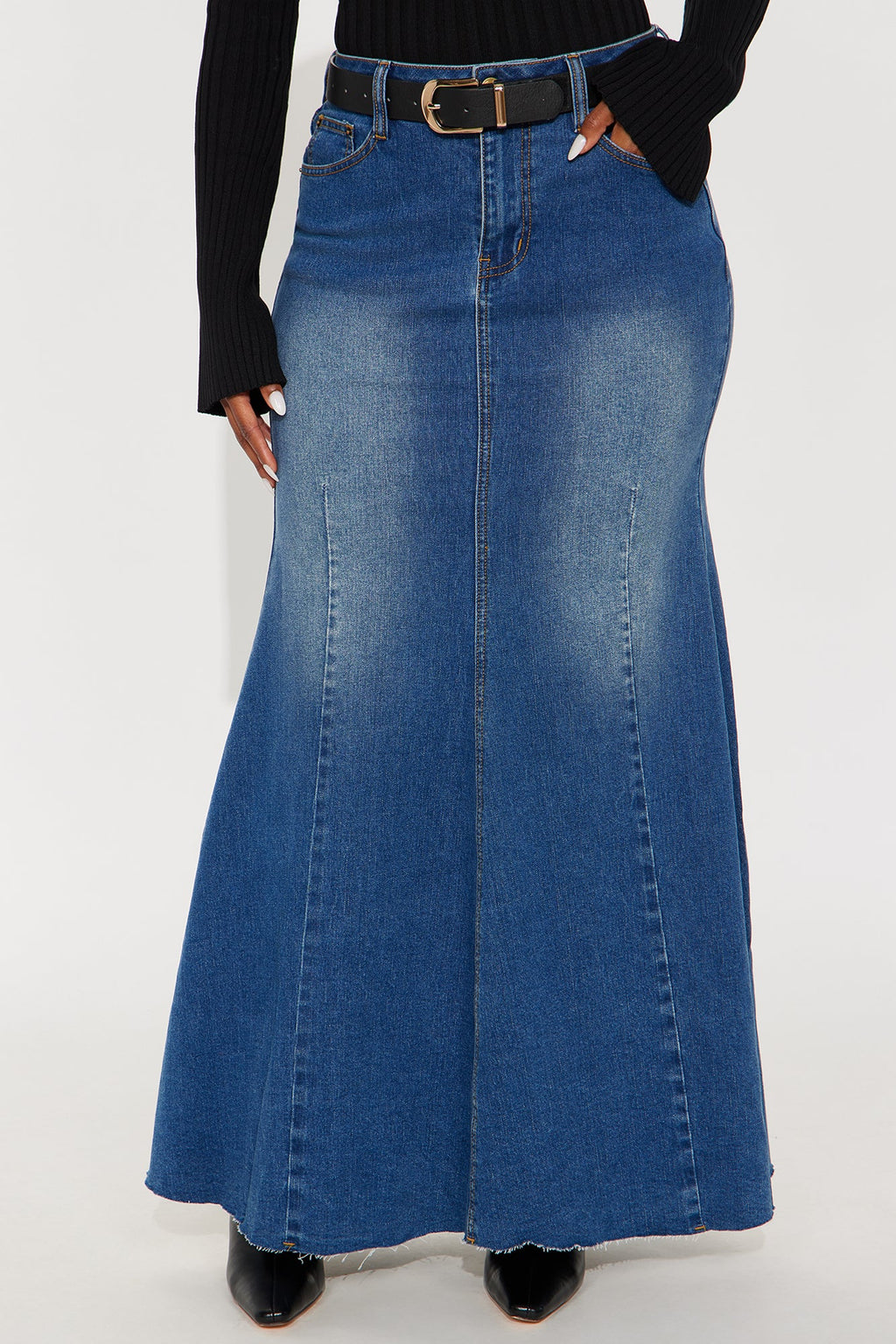 What I Like About You Denim Mermaid Maxi Skirt - Dark Wash