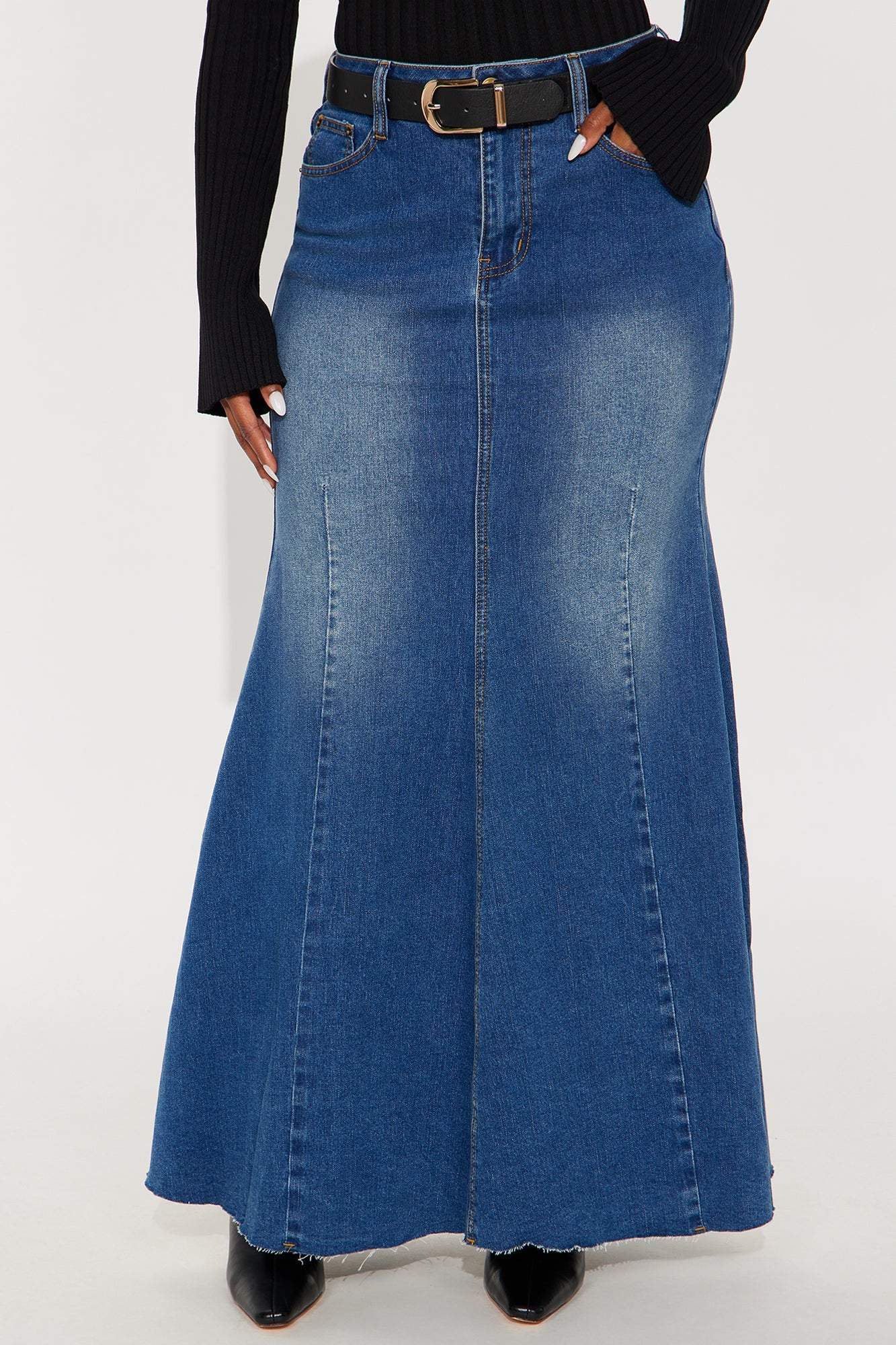 What I Like About You Denim Mermaid Maxi Skirt - Dark Wash