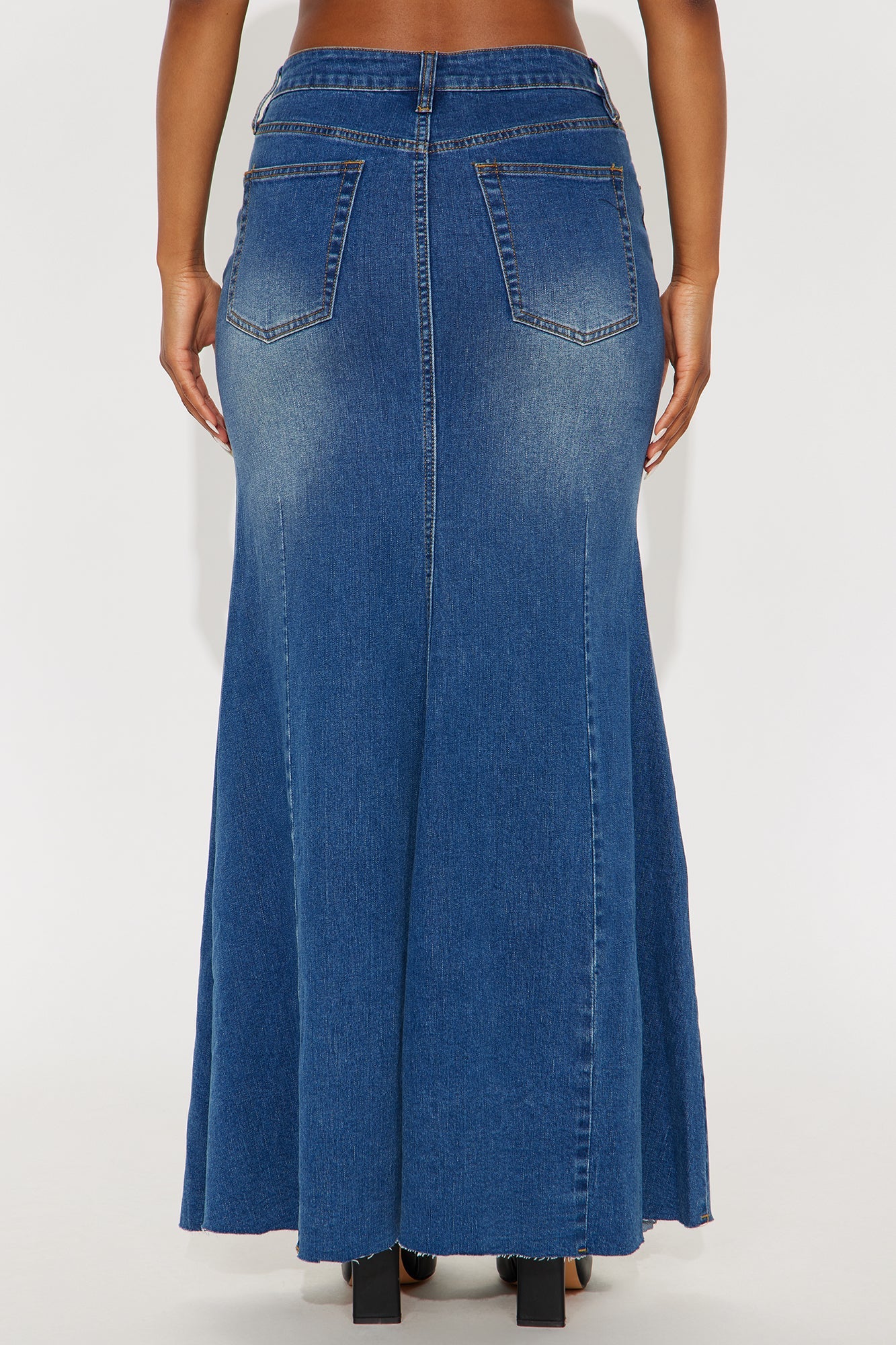 What I Like About You Denim Mermaid Maxi Skirt - Dark Wash