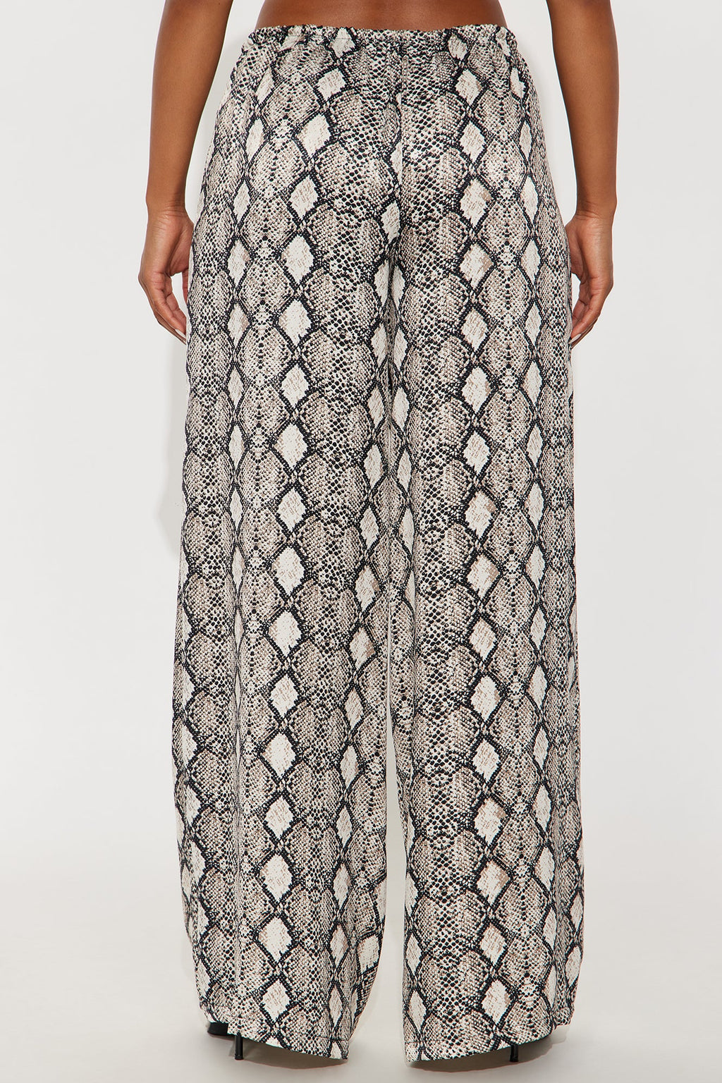 Augustine Satin Wide Leg Snake Skin Pant 32″ - Grey/Black