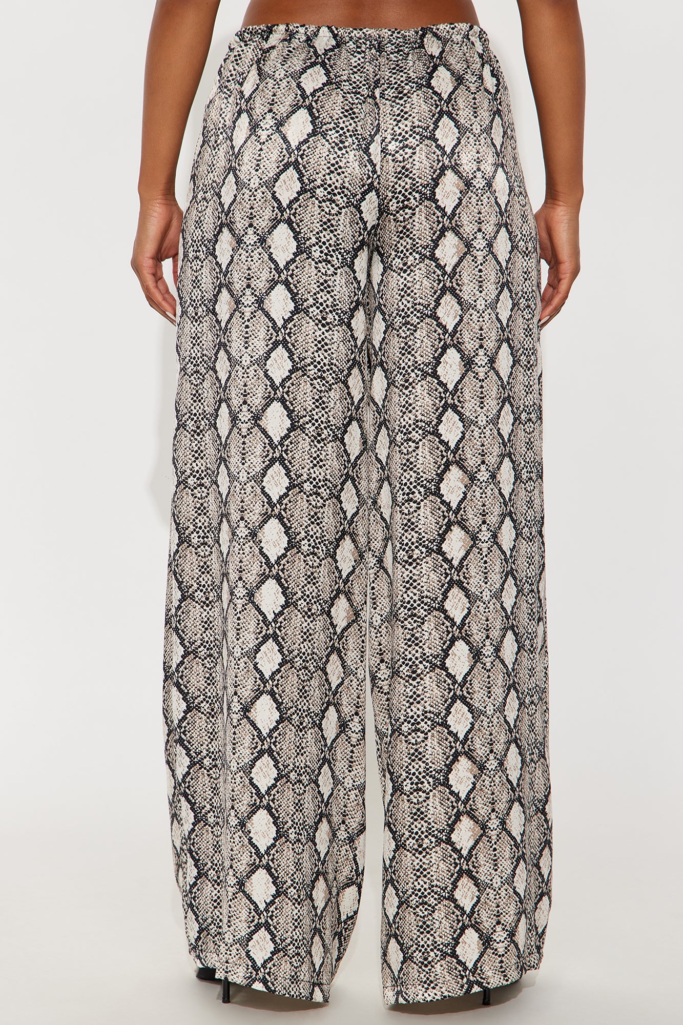 Augustine Satin Wide Leg Snake Skin Pant 32″ - Grey/Black