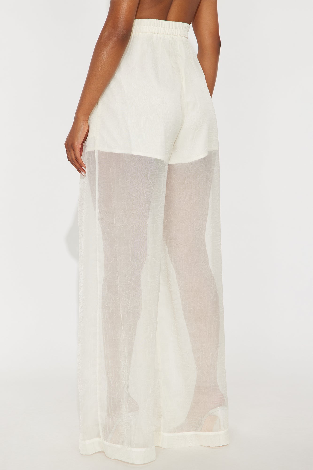 Hollie Wide Leg Organza Pant - Cream