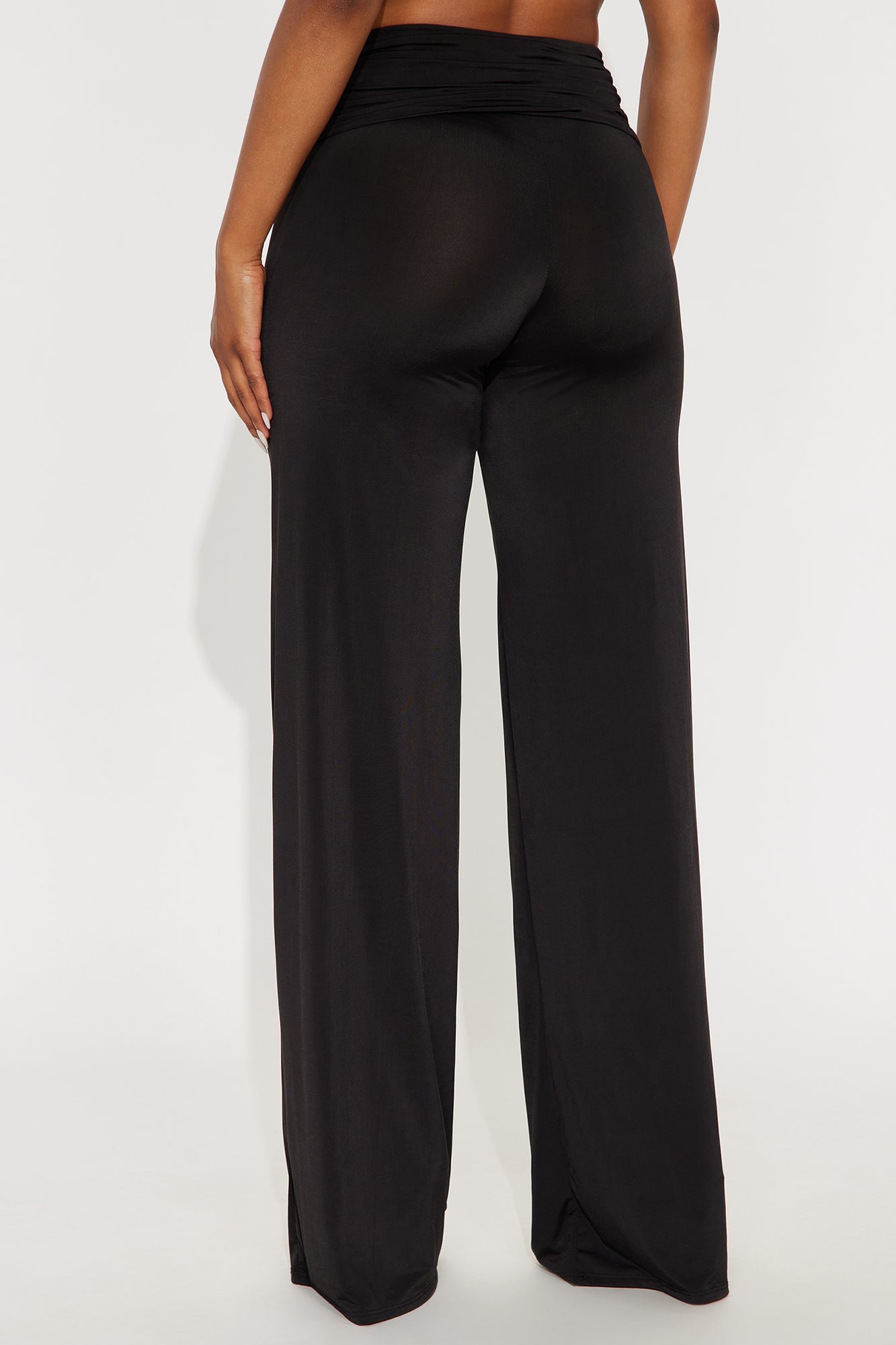 Spoiled Diva Low Rise Wide Leg Ruched Pant 33 - Black