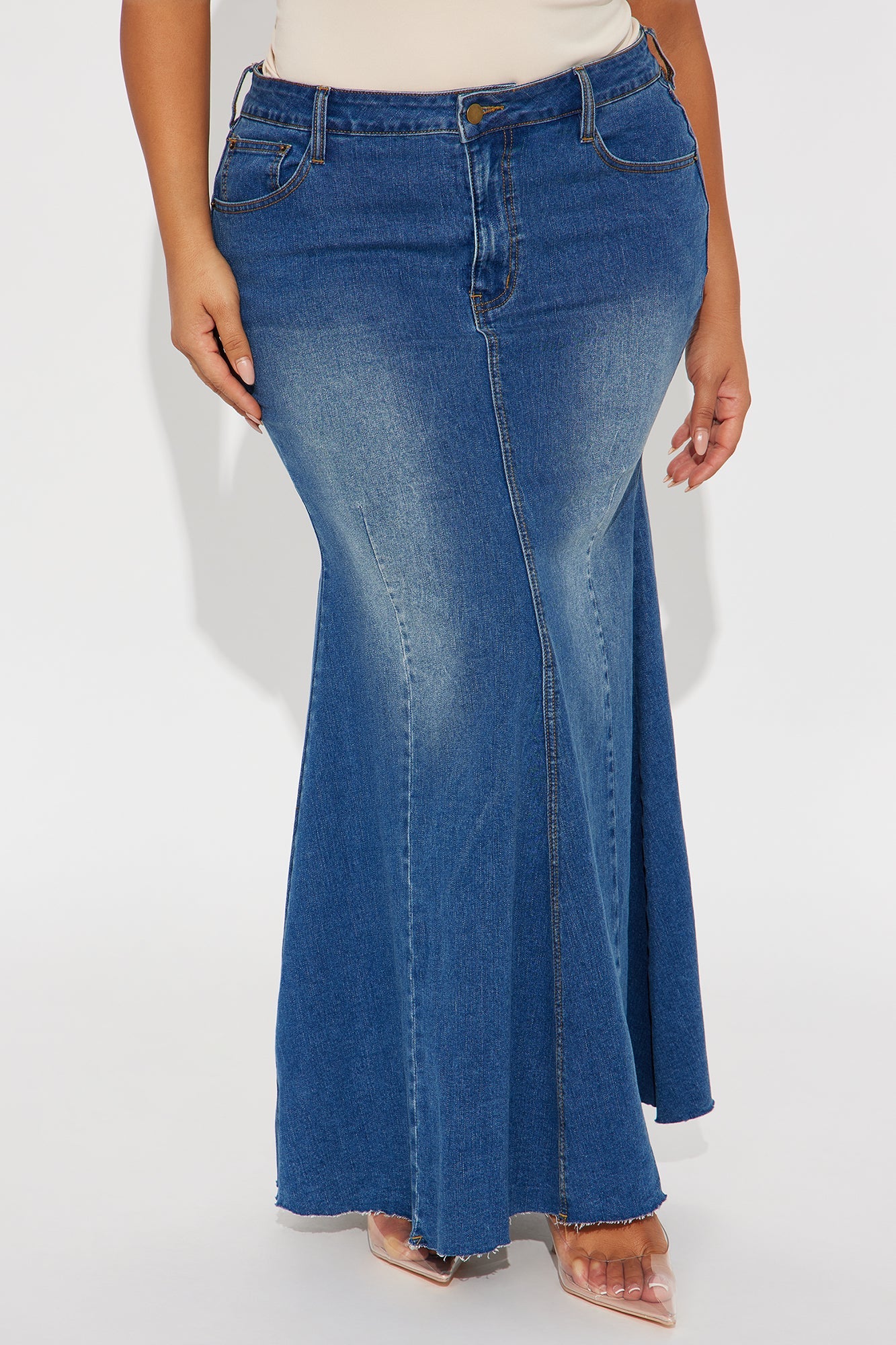 What I Like About You Denim Mermaid Maxi Skirt - Dark Wash