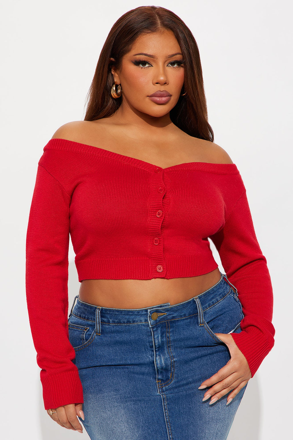 All I've Got Boat Neck Cardigan - Red