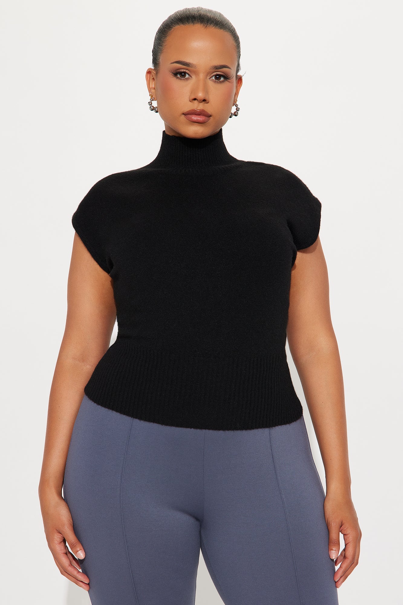 After Work Mock Neck Sweater - Black