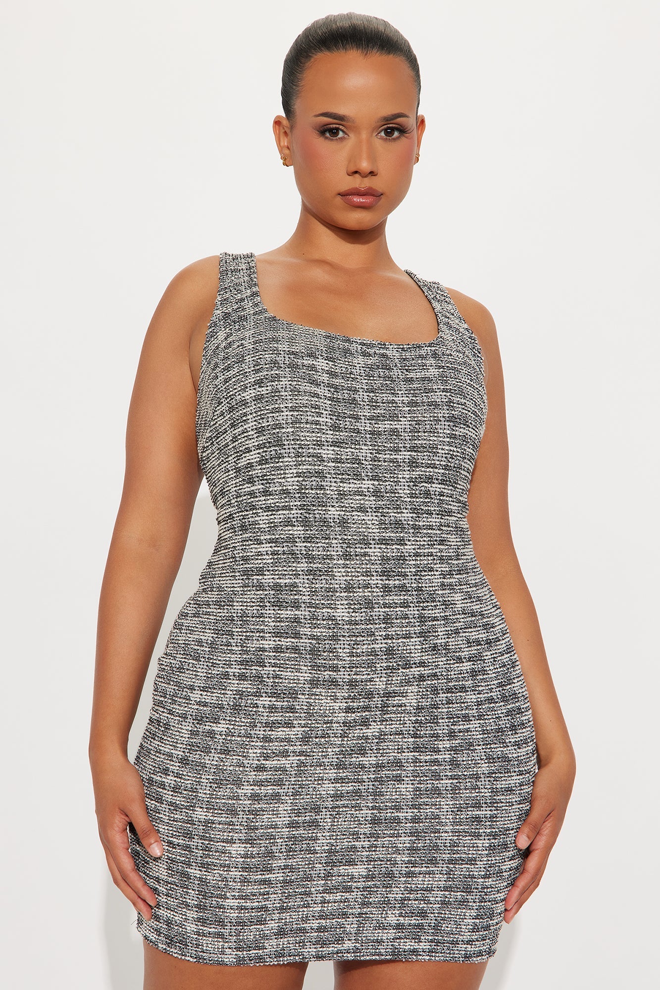 Ivy Tweed Mini Dress Set - Black/White