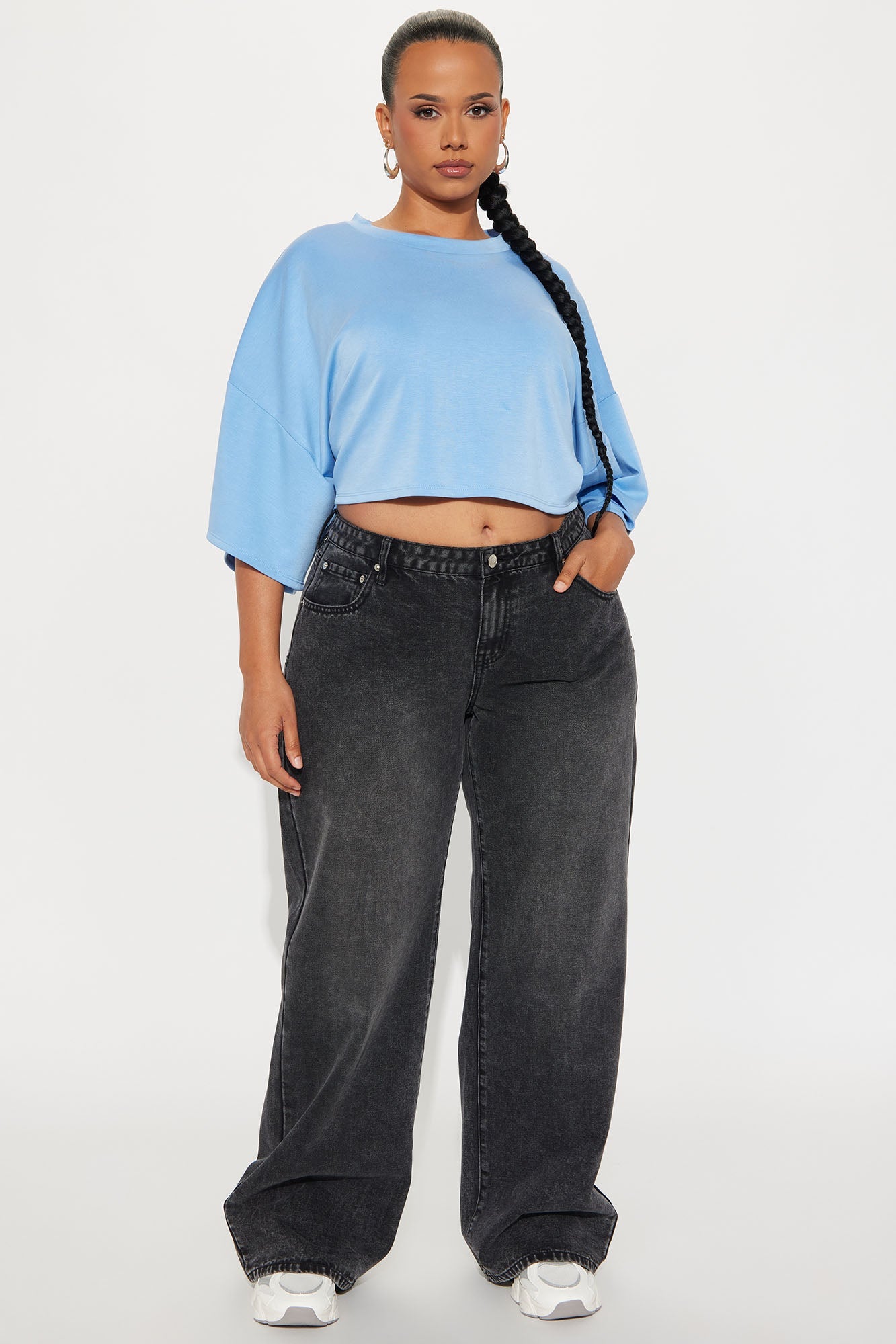 Avery Boxy Cropped Short Sleeve Tee - Blue