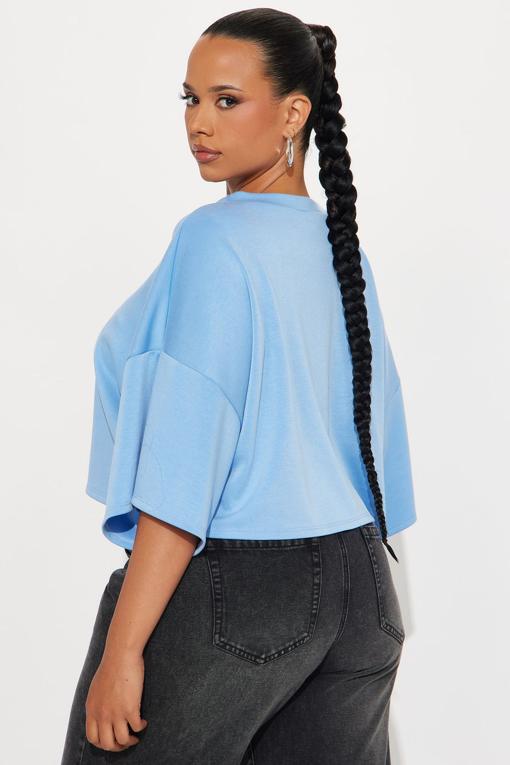 Avery Boxy Cropped Short Sleeve Tee - Blue