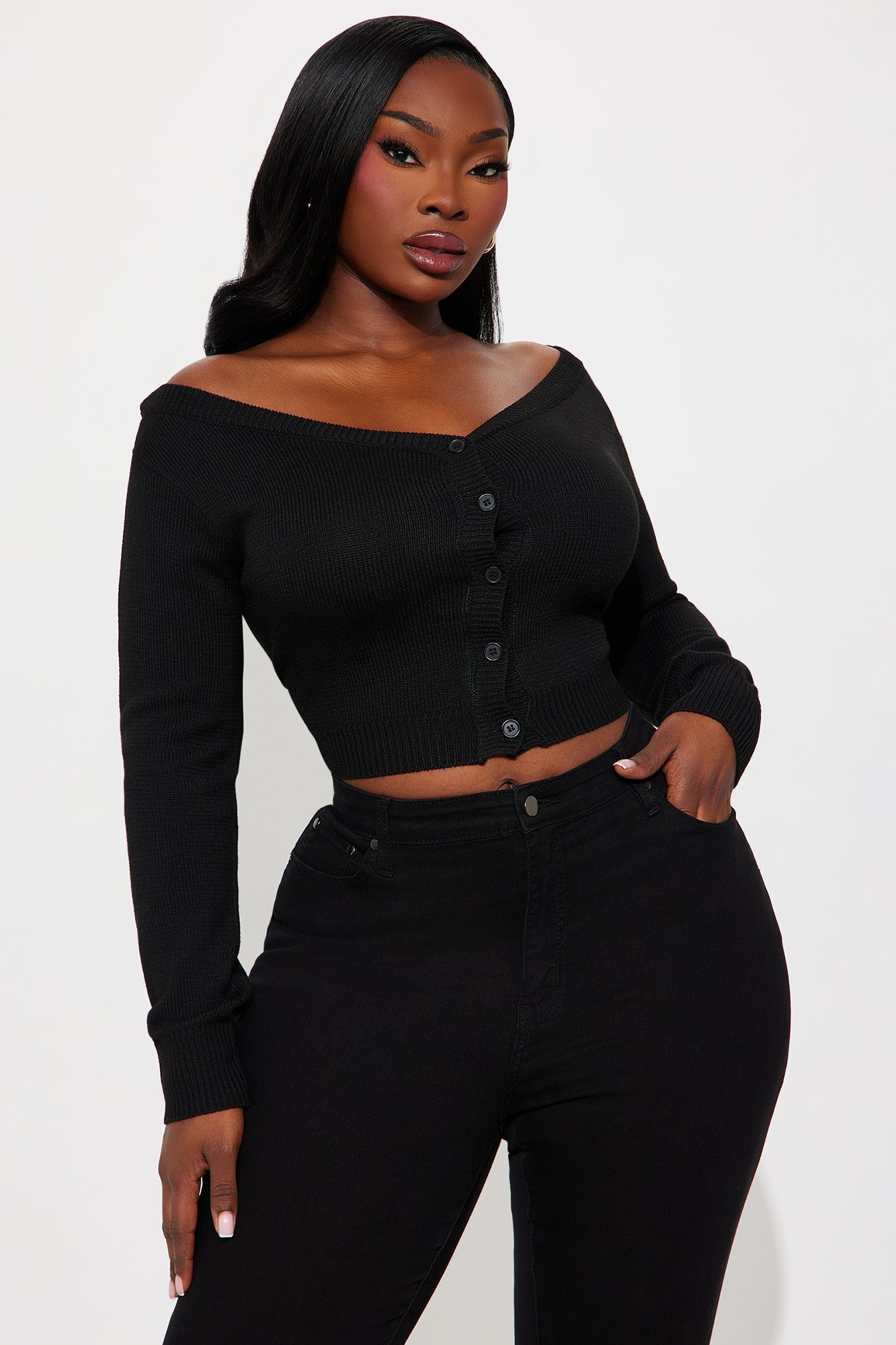 All I've Got Boat Neck Cardigan - Black