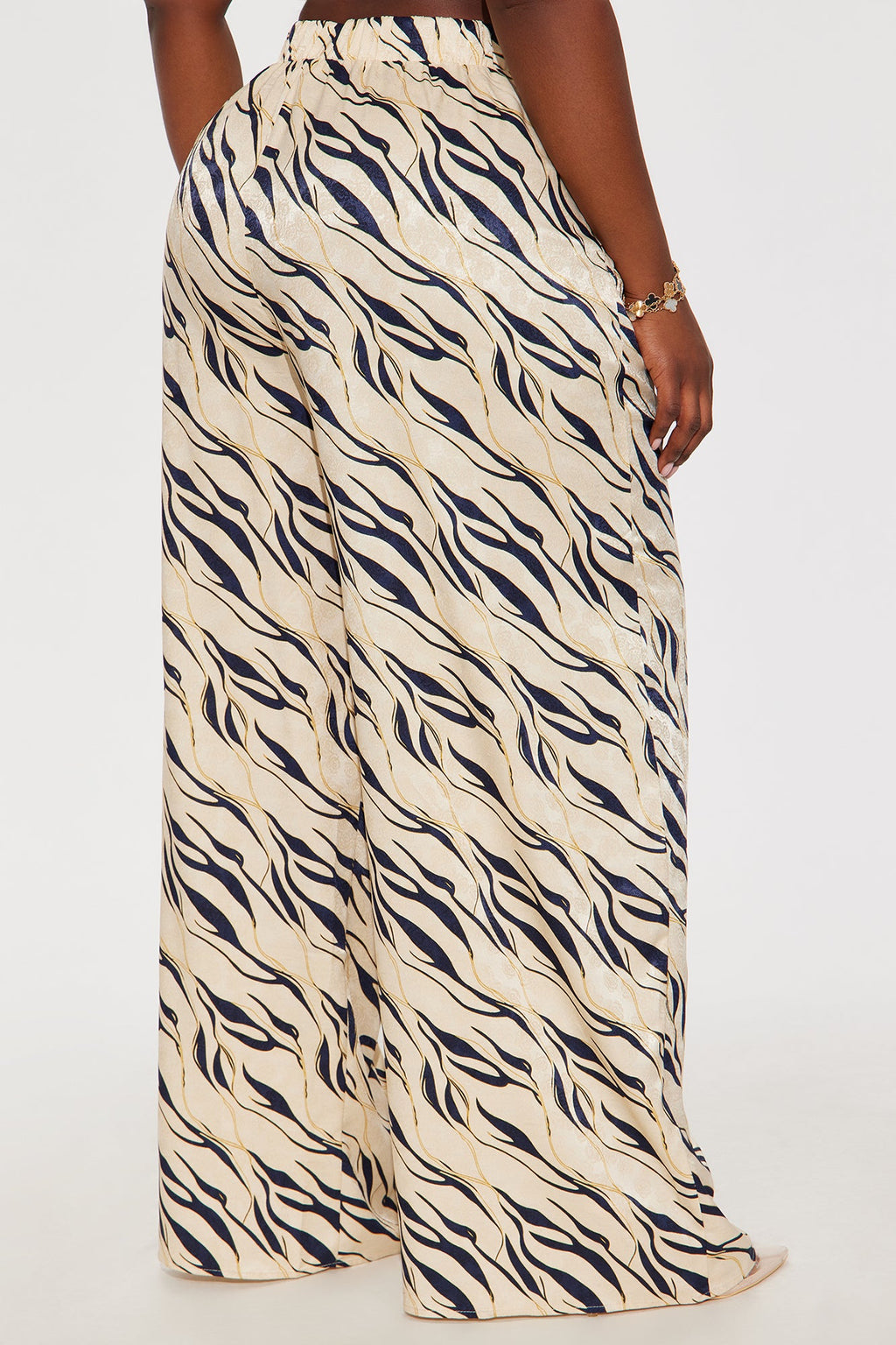 Sienna Satin Wide Leg Pant 33″ - Cream/combo