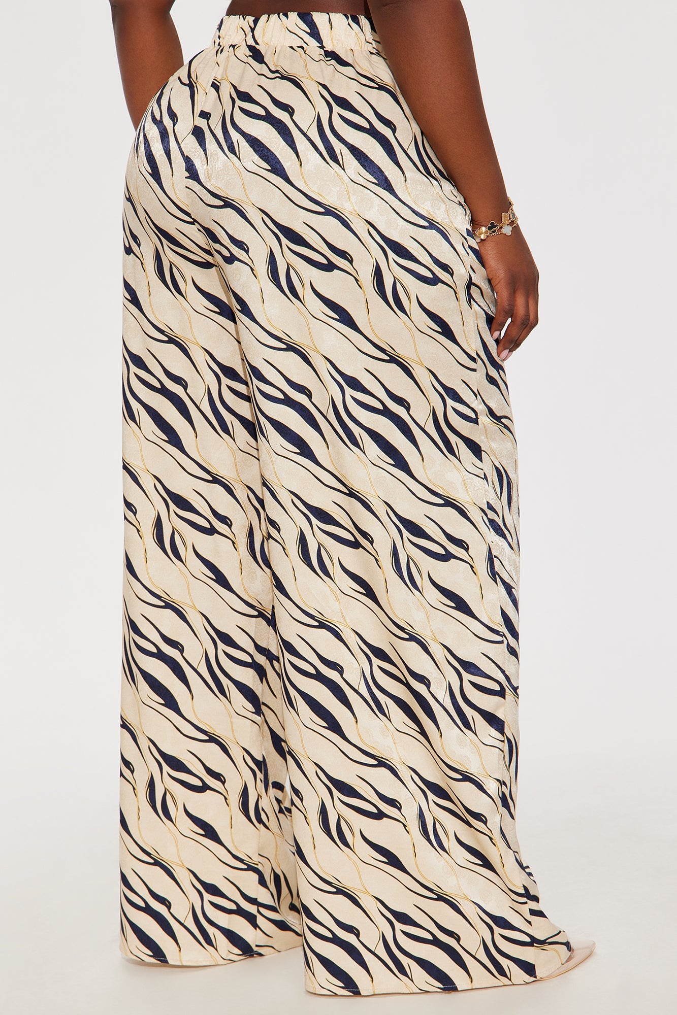Sienna Satin Wide Leg Pant 33″ - Cream/combo