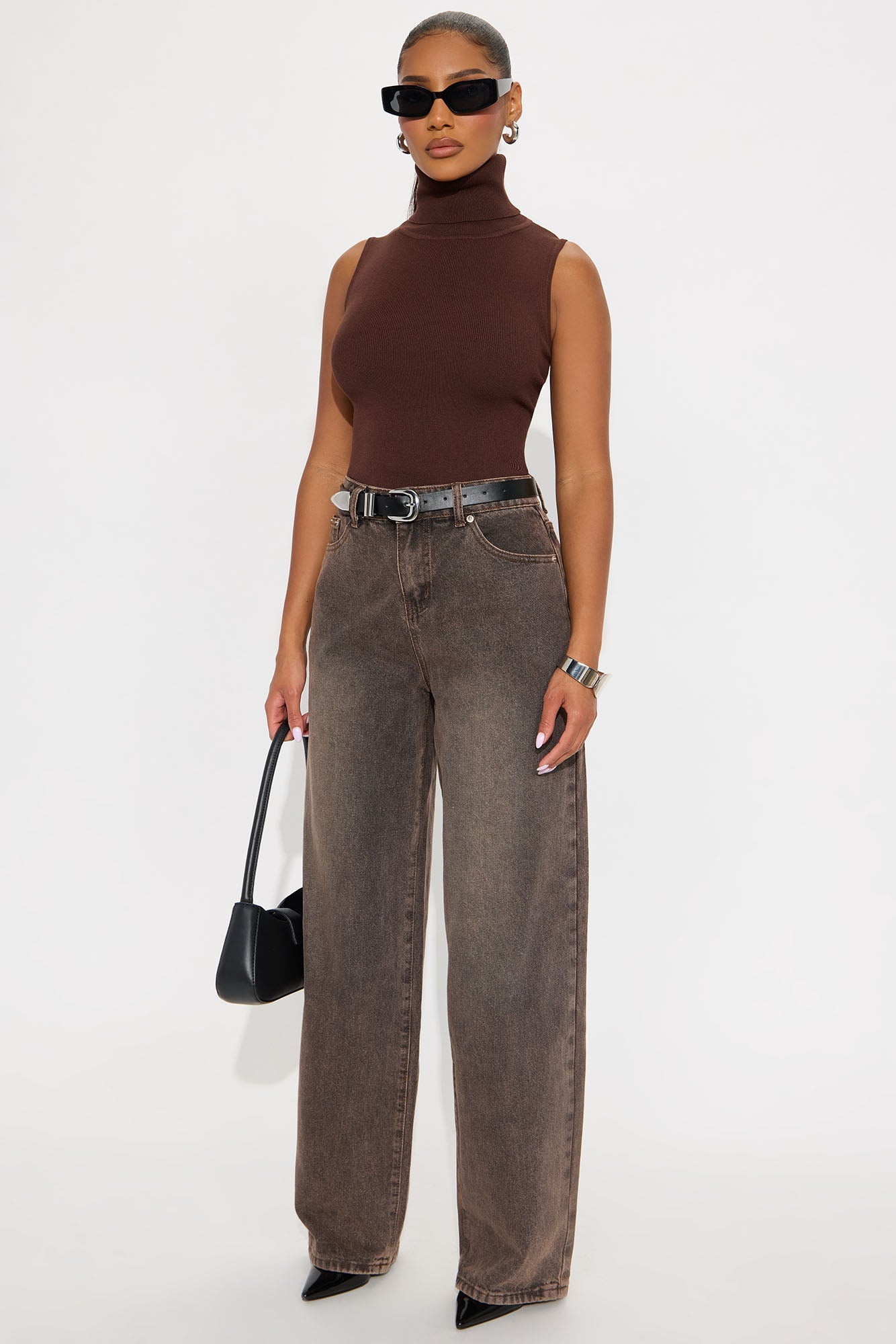 All You Turtle Neck Sweater Top - Chocolate