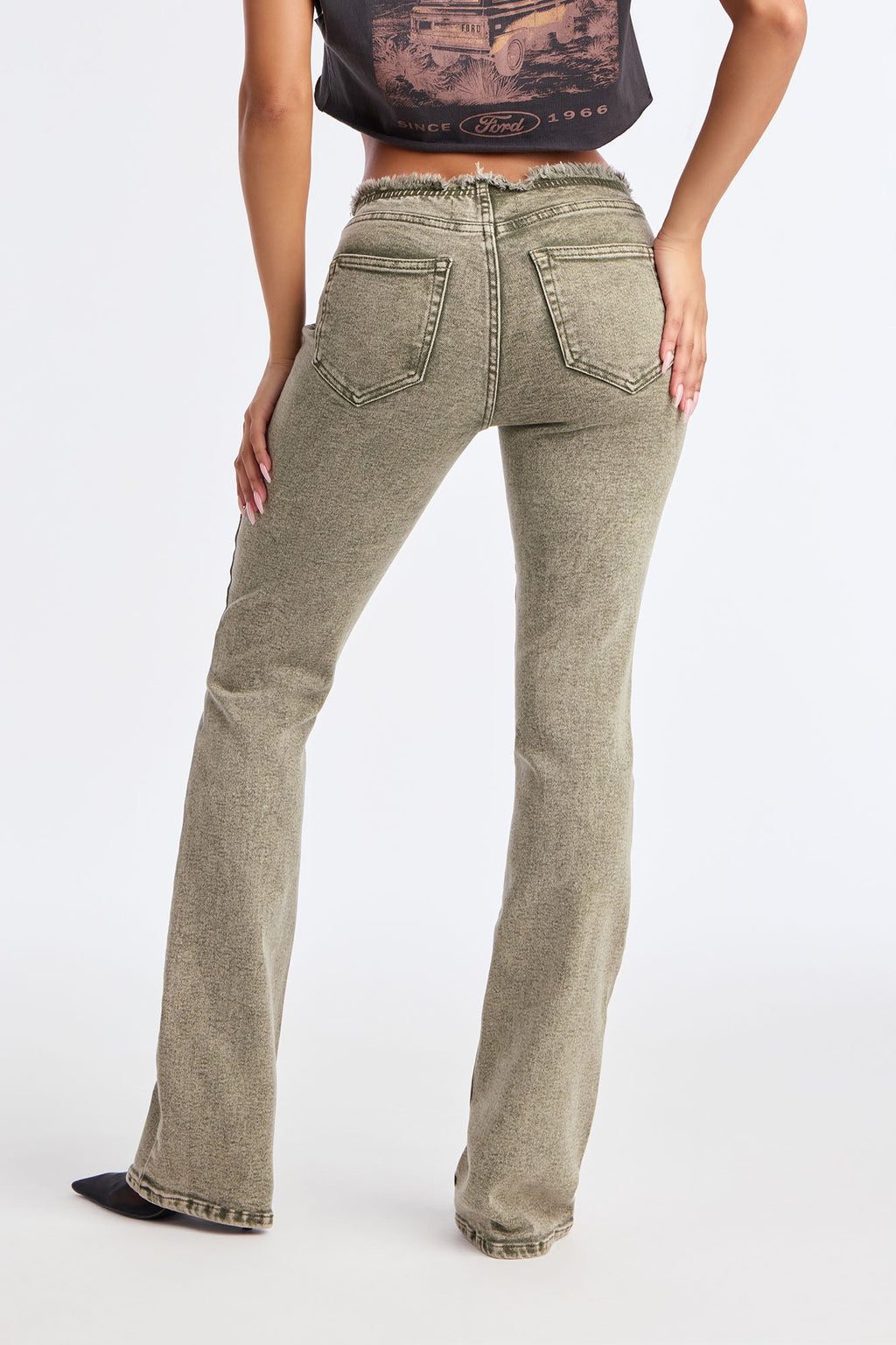 Highly Motivated Stretch Bootcut Jeans - Olive