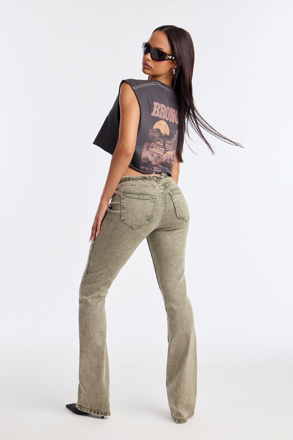 Highly Motivated Stretch Bootcut Jeans - Olive
