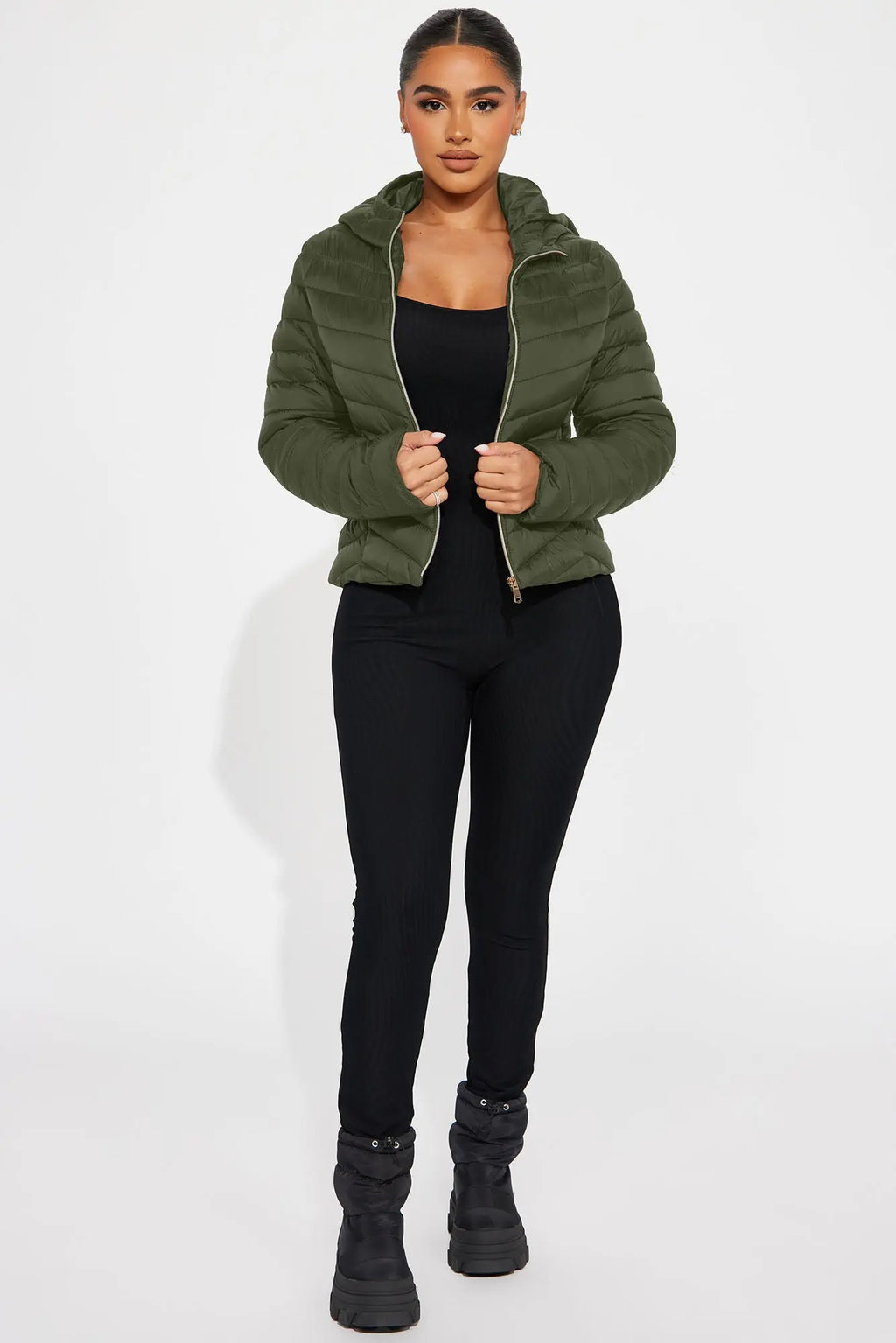 Cold Times Puffer Jacket - Olive 