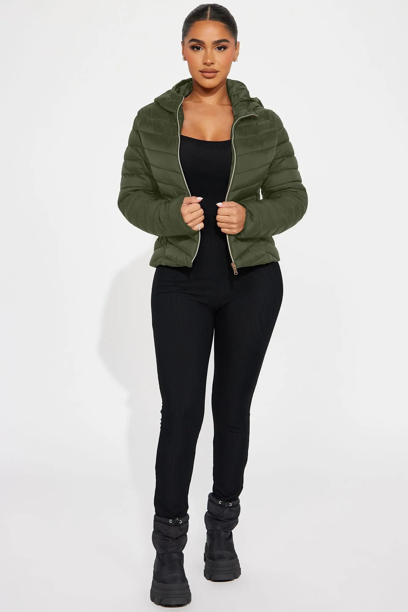 Cold Times Puffer Jacket - Olive 