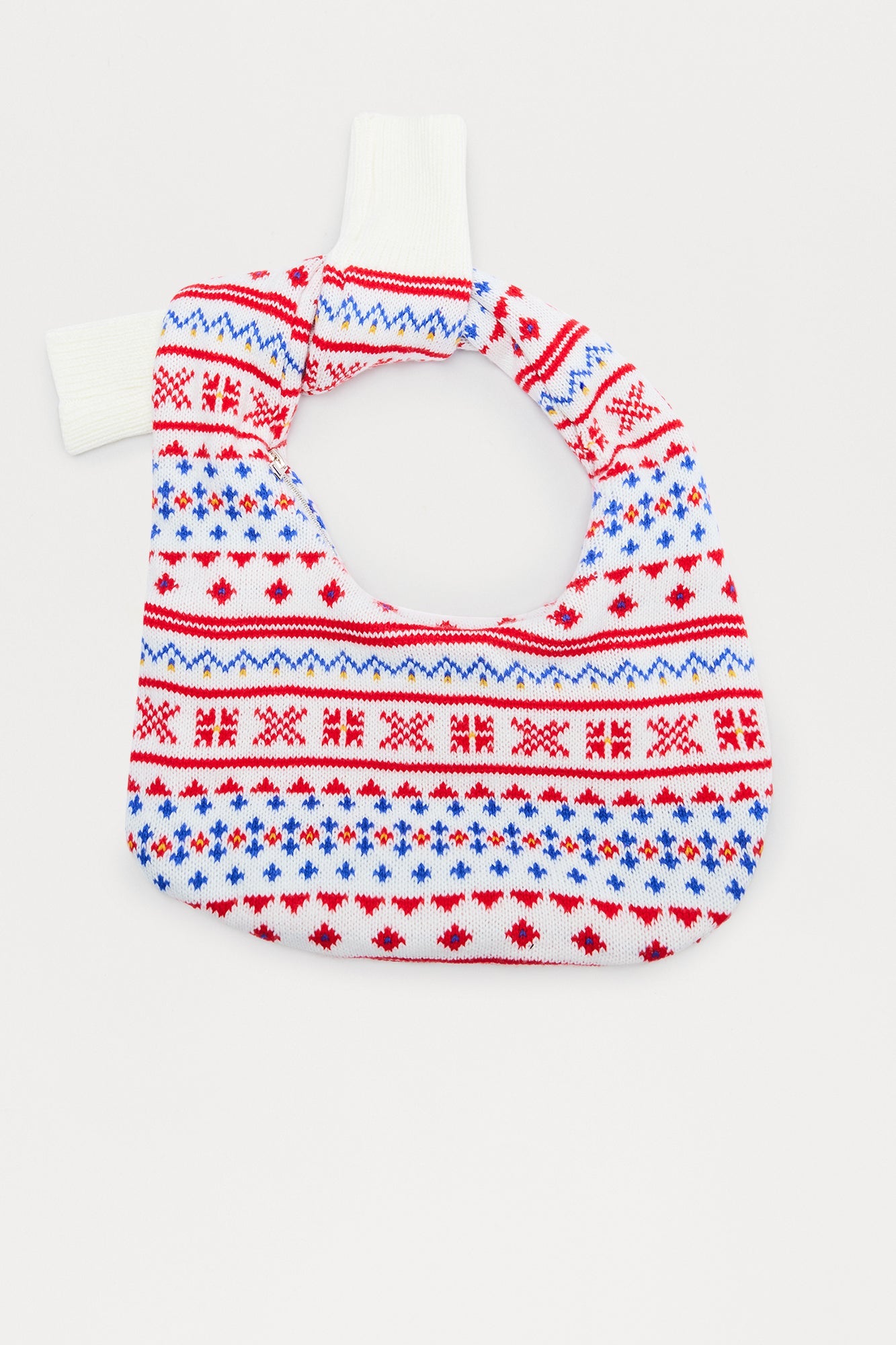 Winter Wonderland Sweater Knit Satchel Handbag - White/combo 