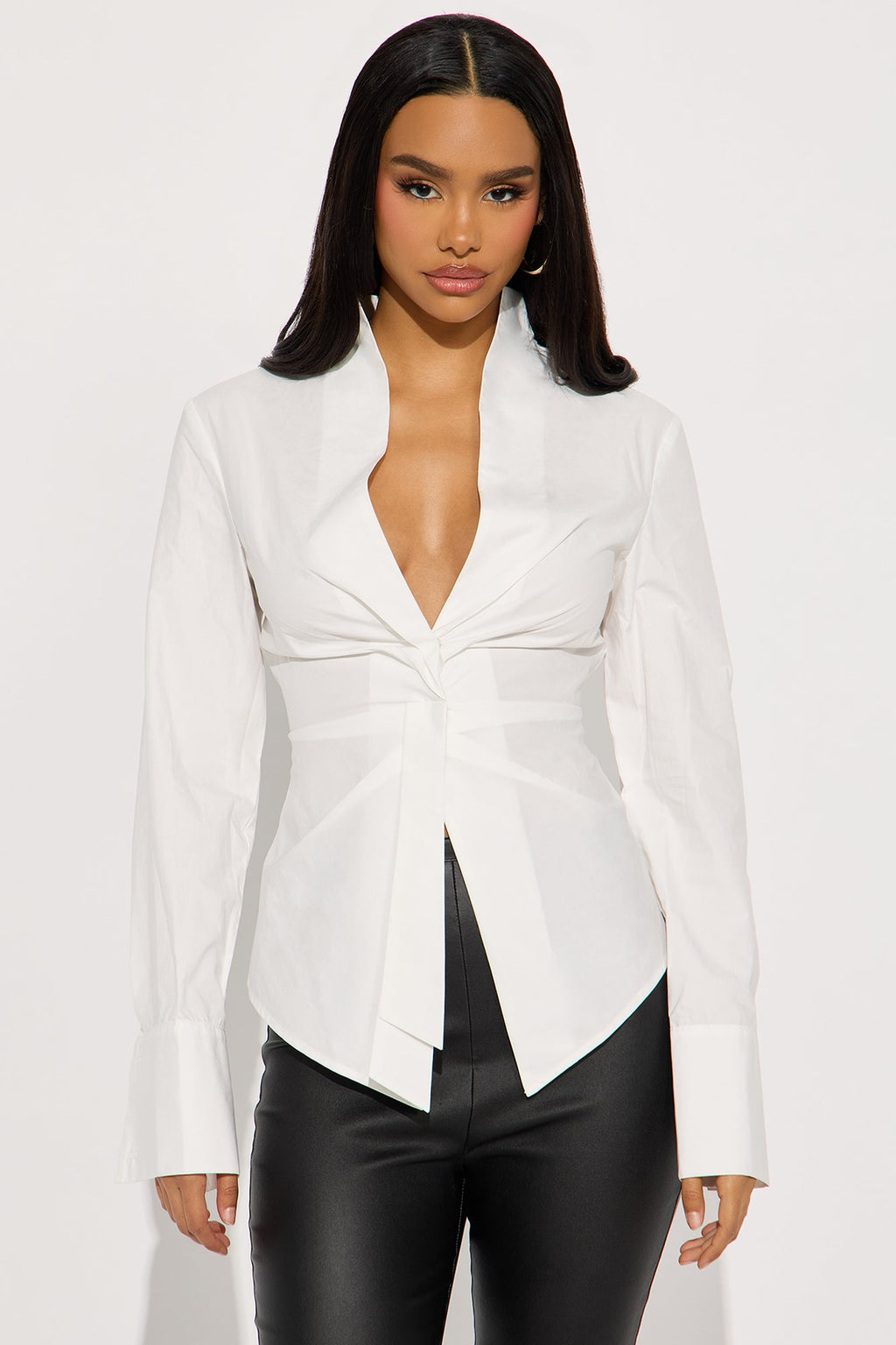 A Little Twisted Mock Neck Top - White