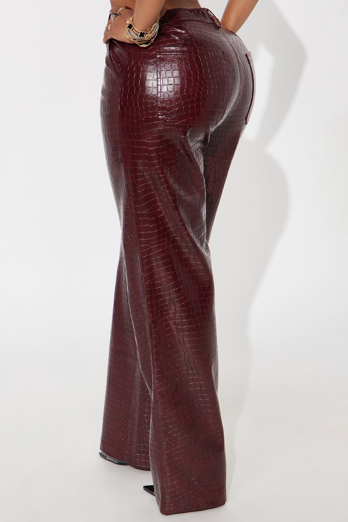 Gianna Faux Leather Straight Leg Pant - Burgundy
