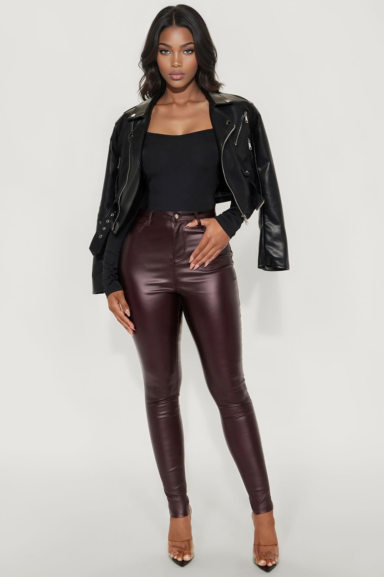 Jazzy Long Sleeve Cut Out Bodysuit - Black