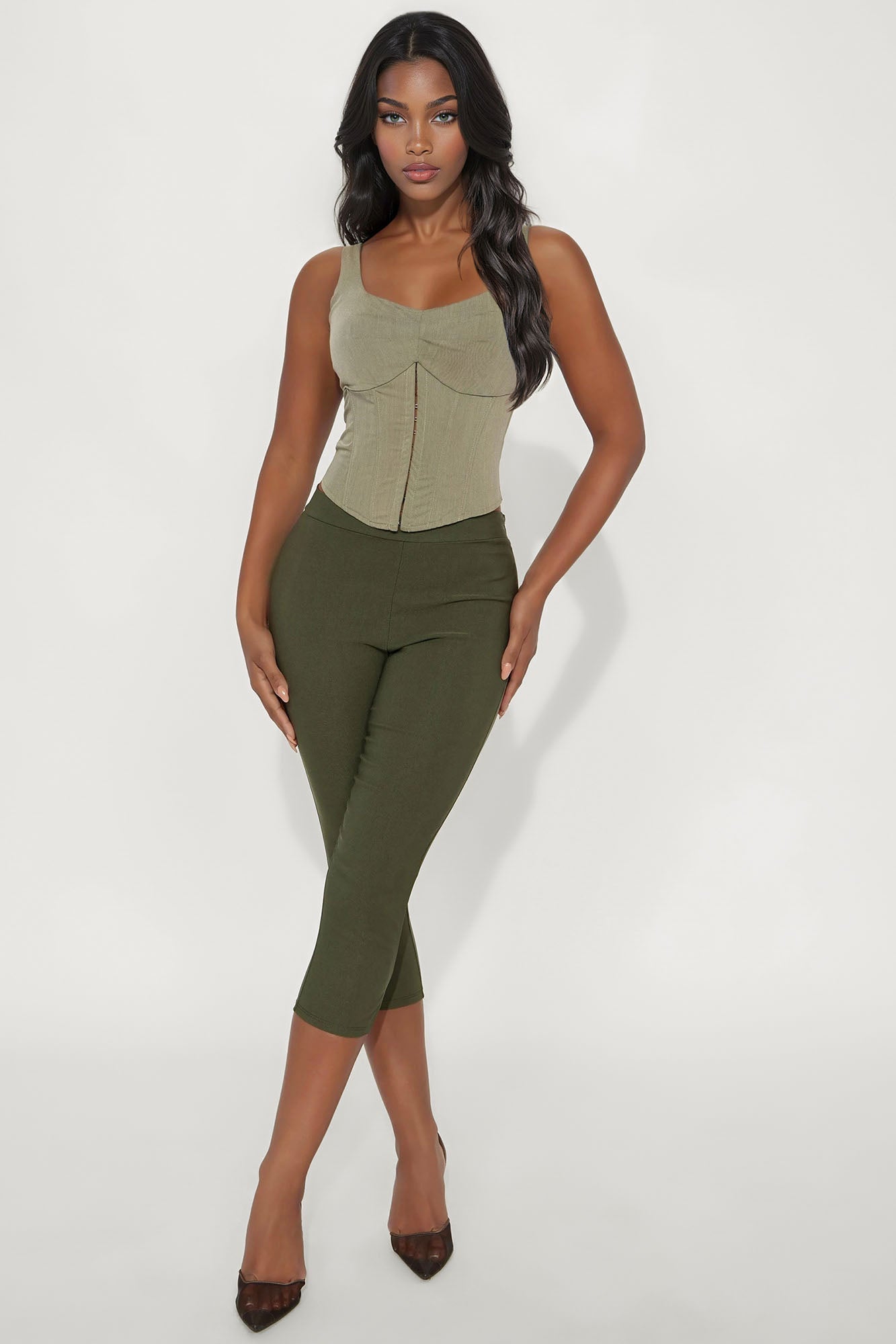 Coastal Breeze Corset Top - Olive