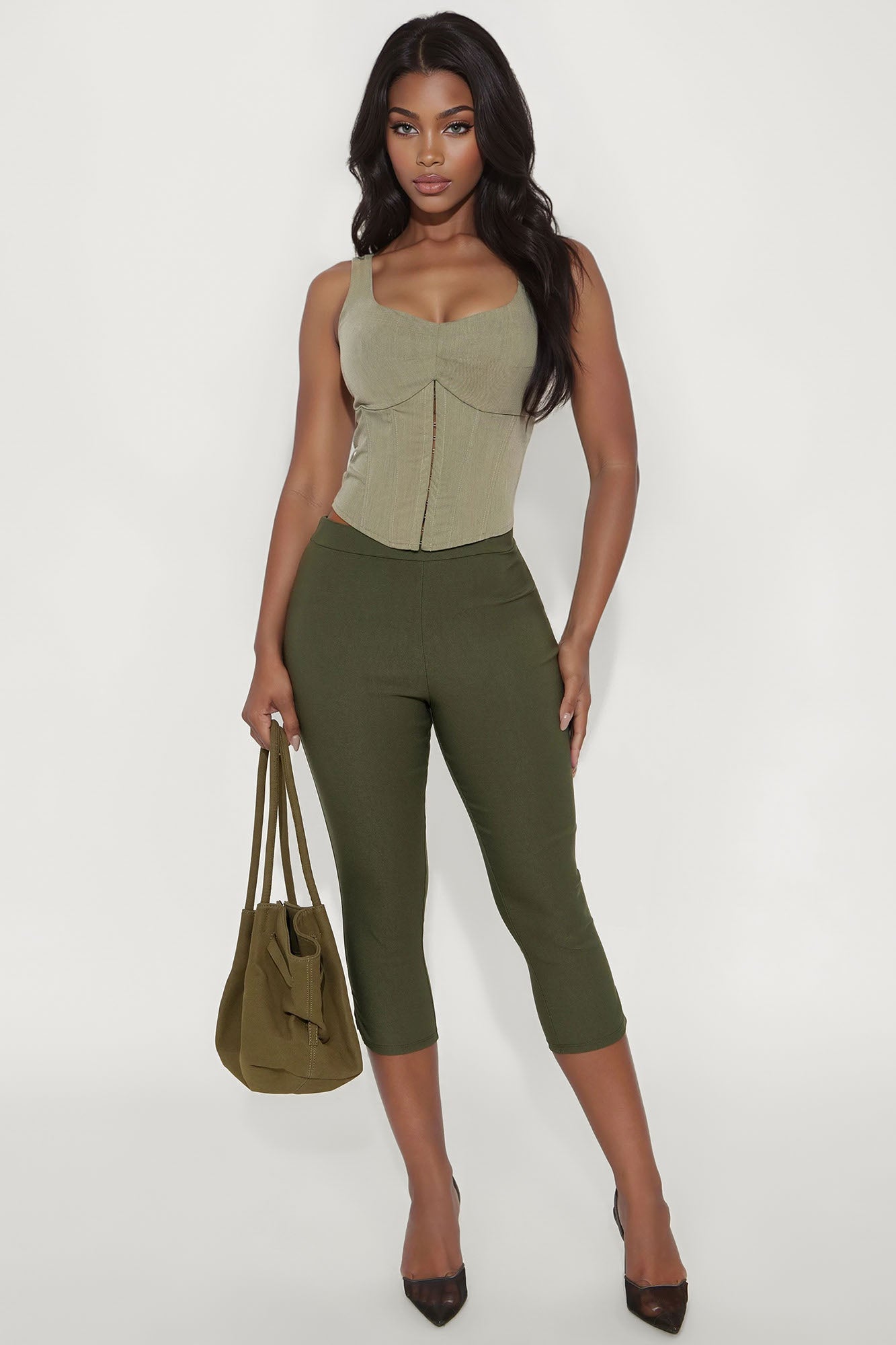 Natalia Millennium Capri Skinny Pant 20″ - Olive
