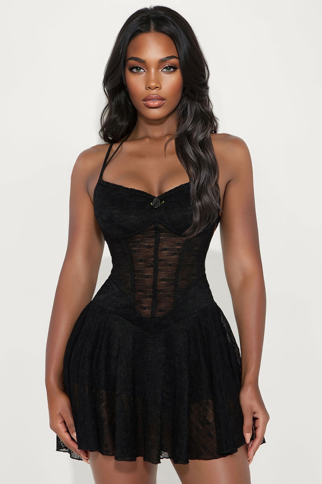 Tall All Or Nothing Lace Mini Dress - Black