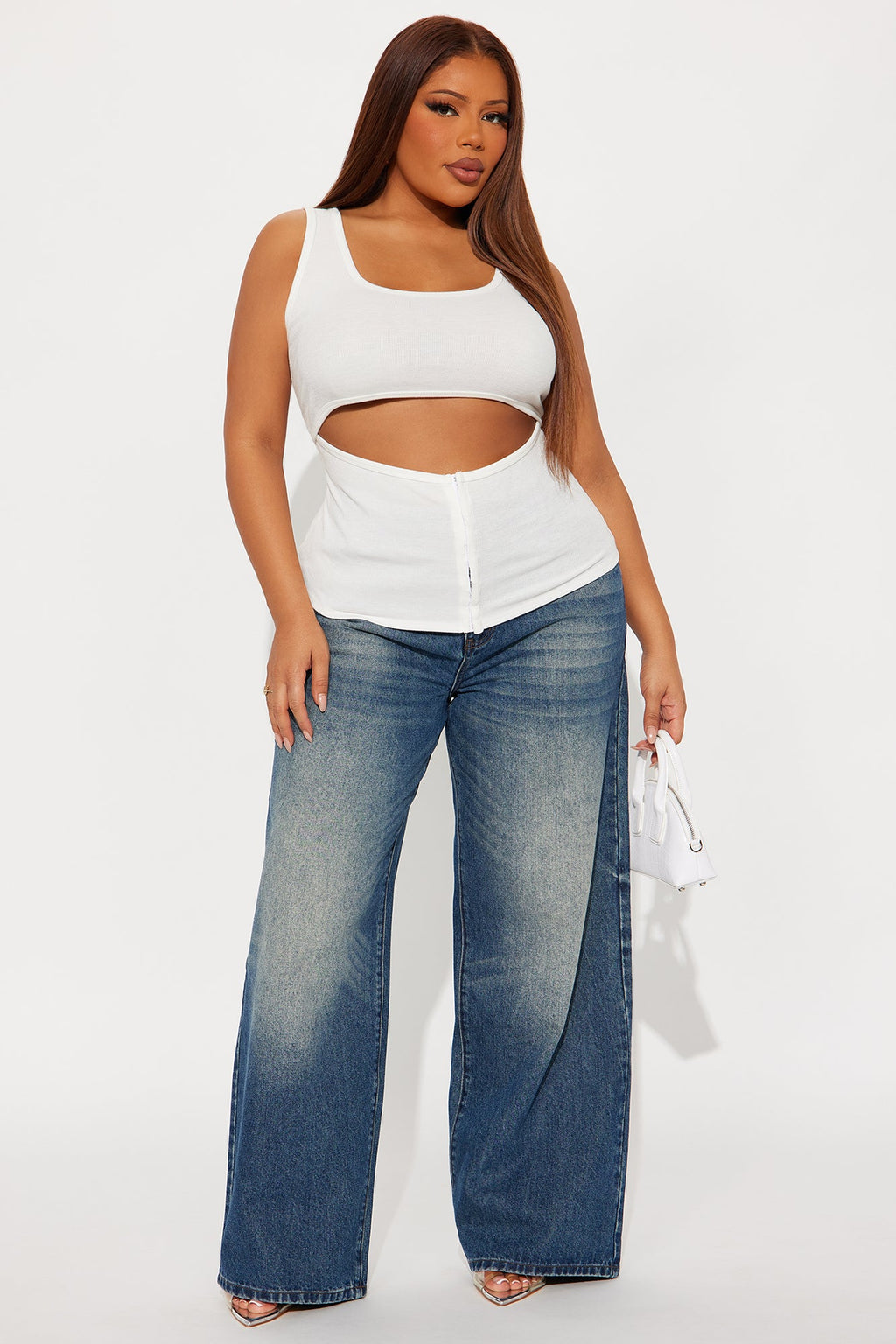 Liora Cut Out Ribbed Tank Top - Ivory
