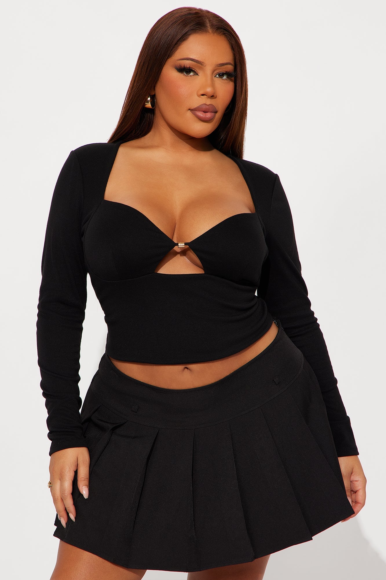 Forgotten Love Double Lined Long Sleeve Top - Black