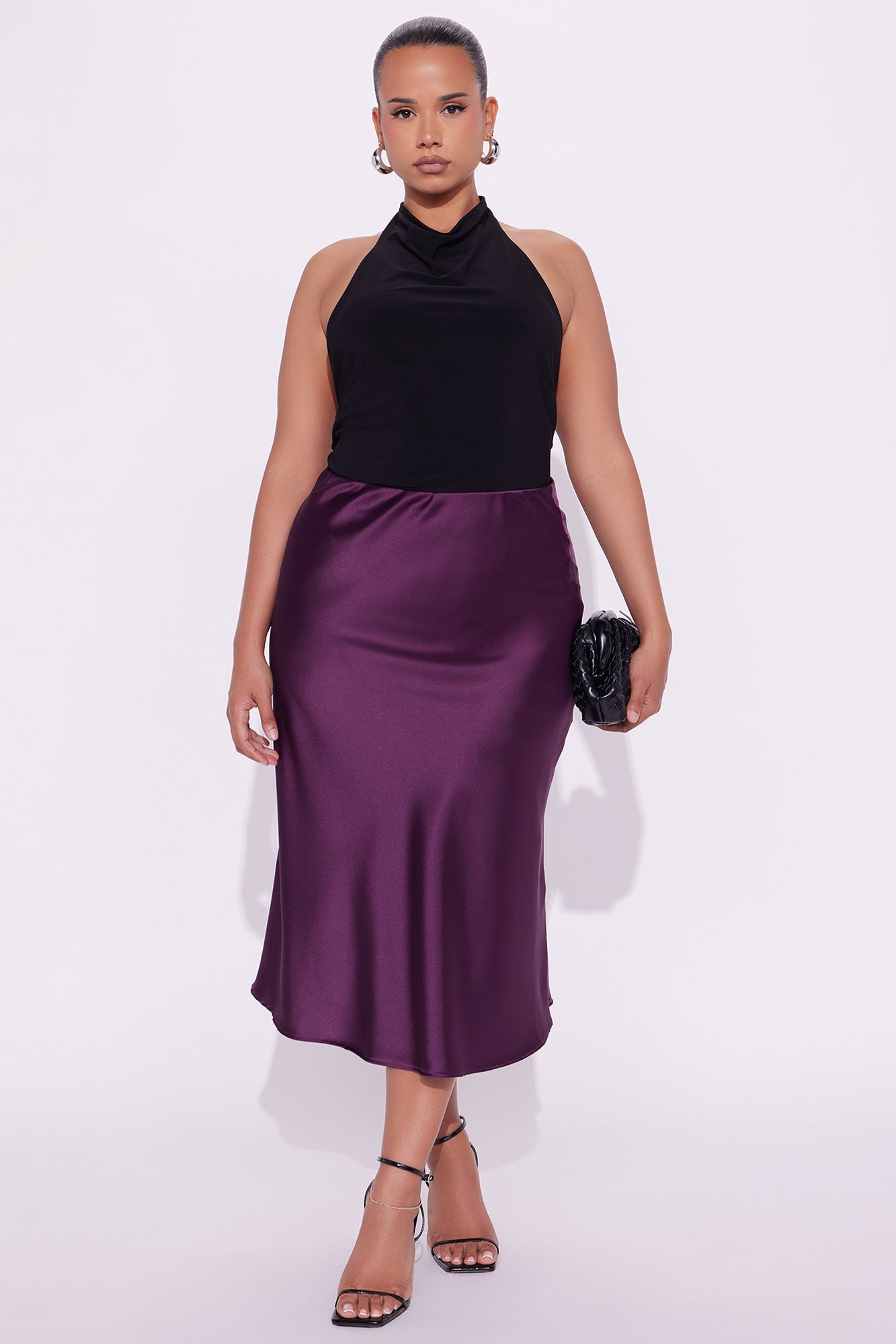 Girls Need Love Satin Midi Skirt - Plum