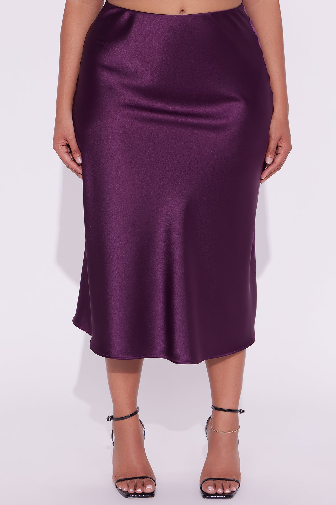 Girls Need Love Satin Midi Skirt - Plum