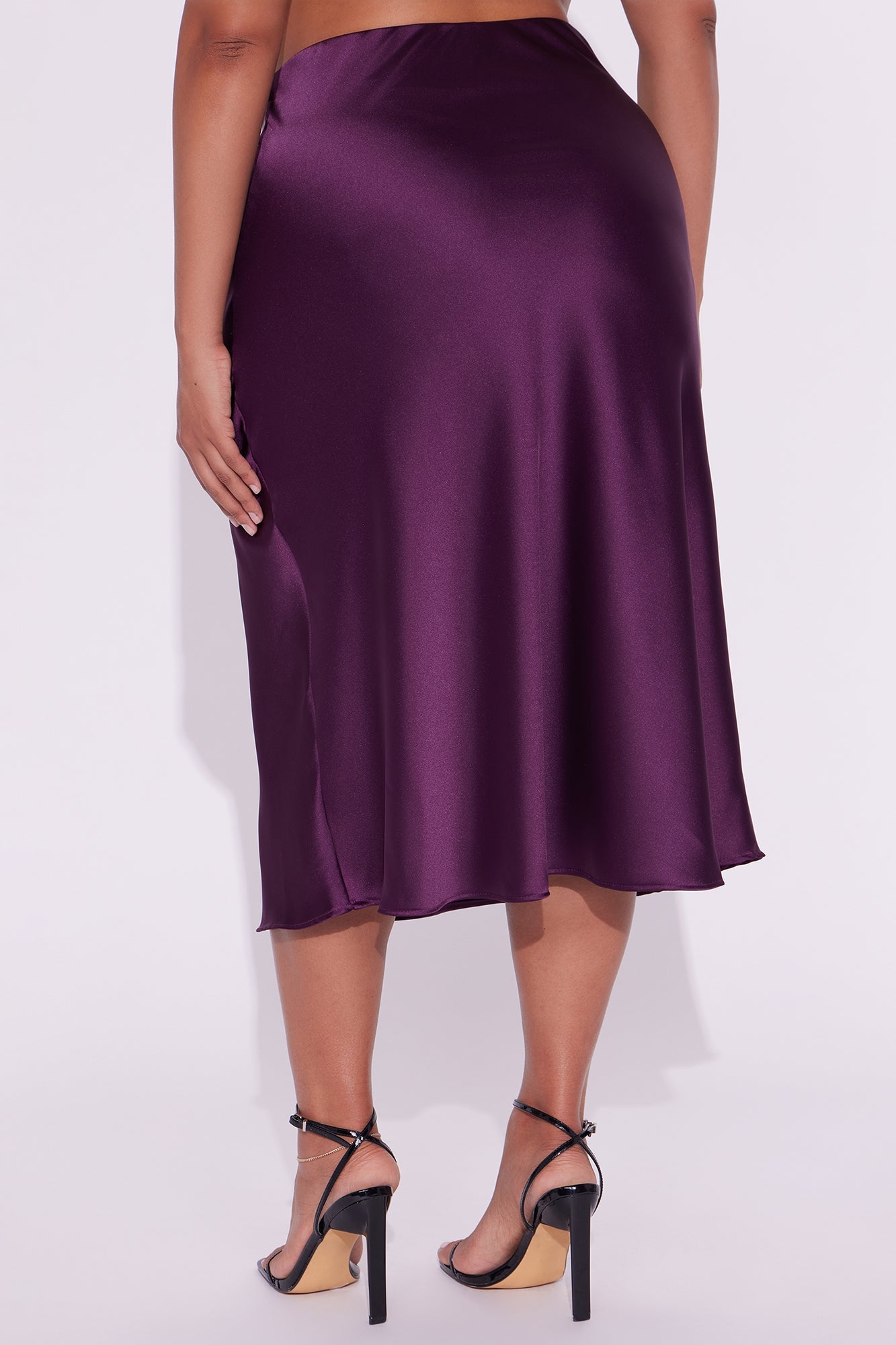 Girls Need Love Satin Midi Skirt - Plum