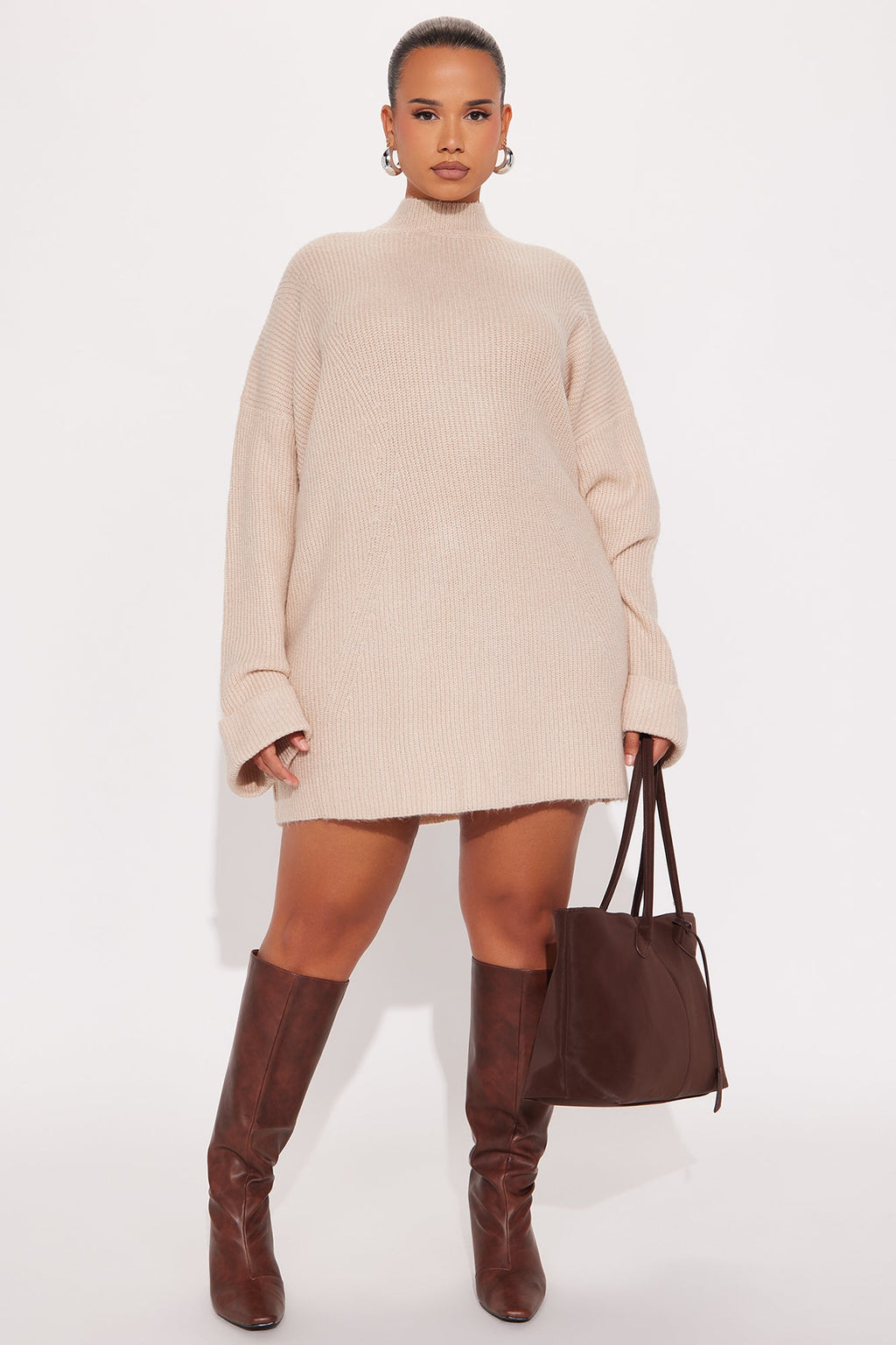 Crush Fever Sweater Mini Dress - Oatmeal