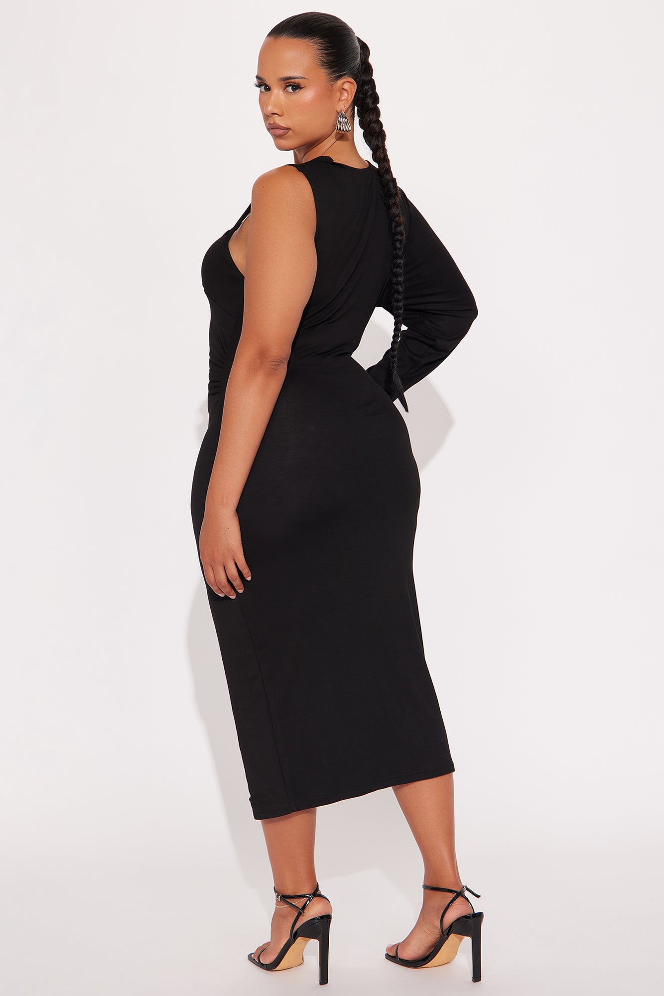 Gwen Buckle One Shoulder Mini Dress - Black