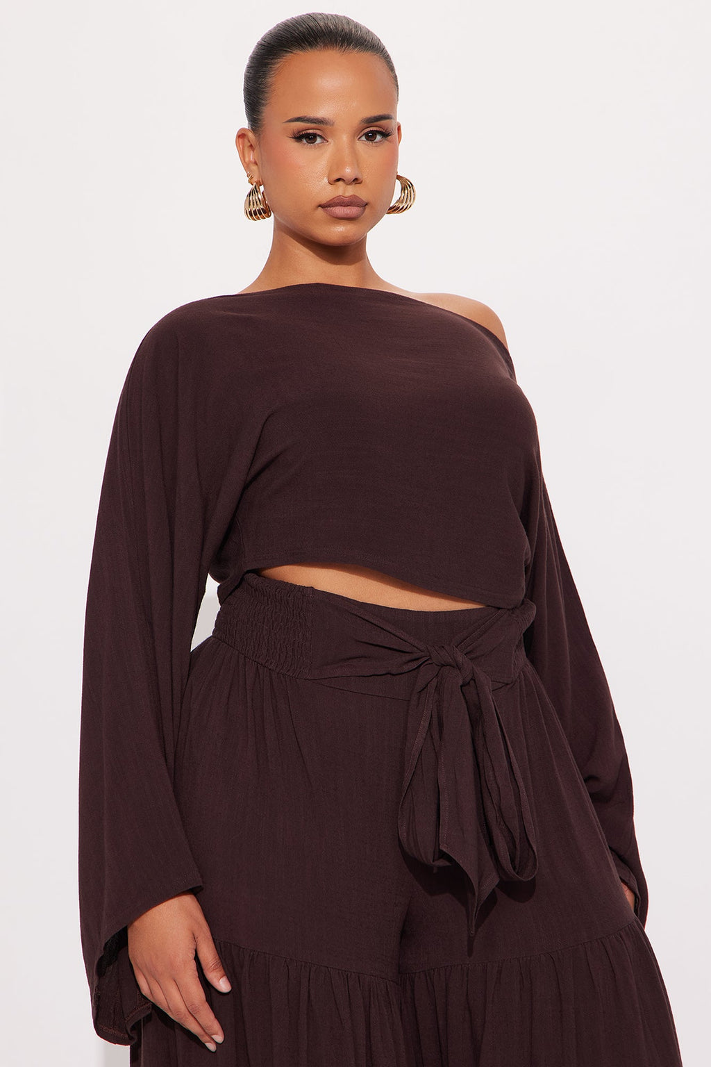 Carmella Rayon Linen Pant Set - Mocha