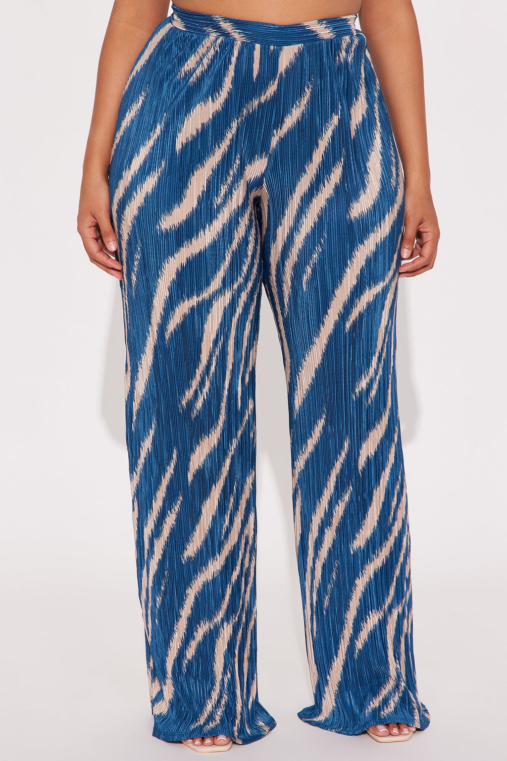 In The Tropics Plisse Wide Leg Pant 33″ - Blue/combo