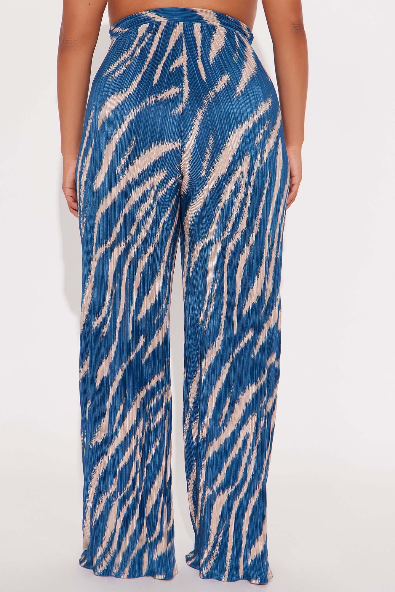 In The Tropics Plisse Wide Leg Pant 33″ - Blue/combo