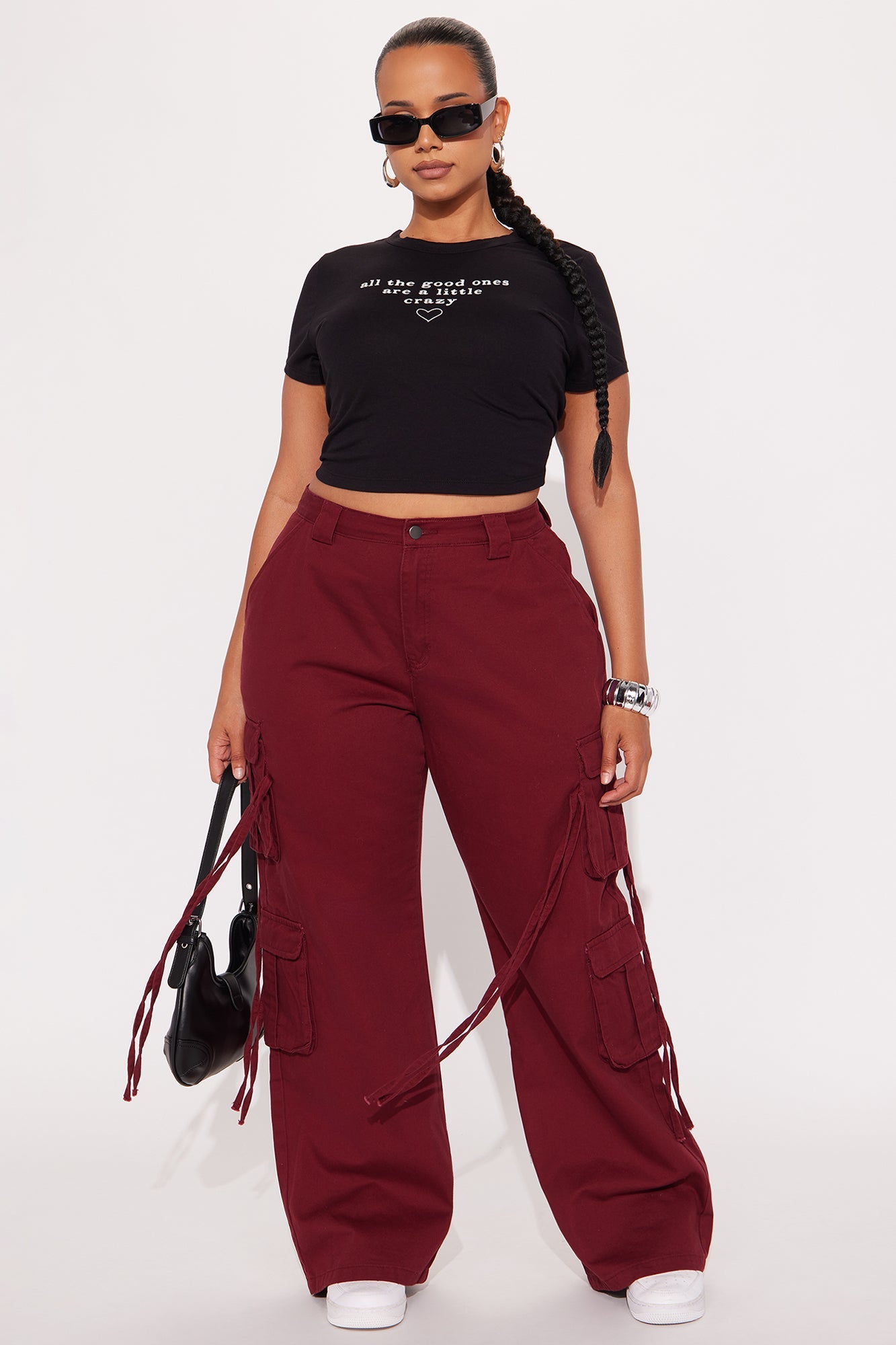 Golden Hour Wide Leg Cargo Pant - Burgundy