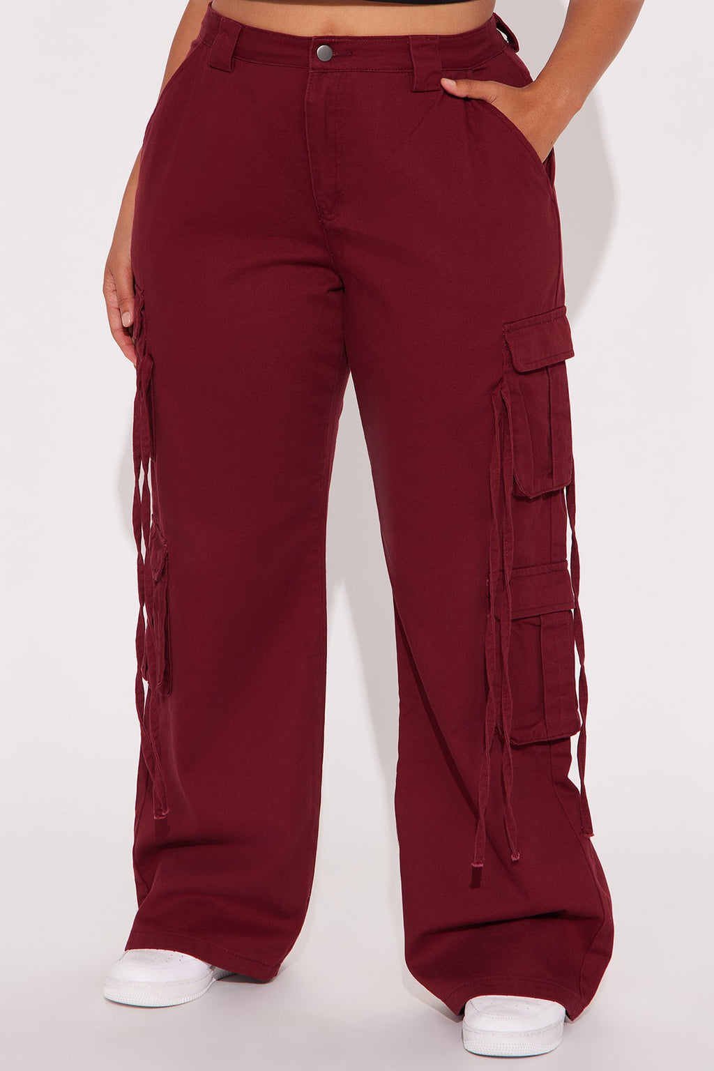 Golden Hour Wide Leg Cargo Pant - Burgundy