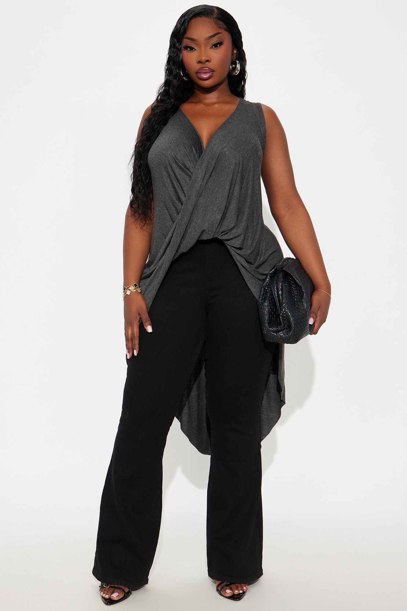 Cavell Loose Cowl Neck Top - Grey