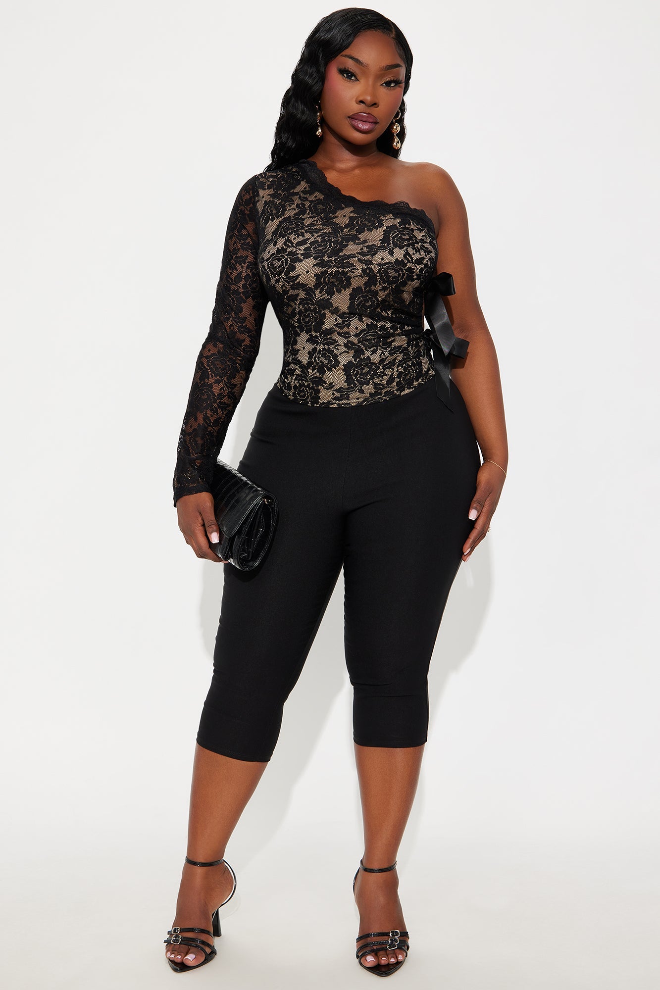 Fearless Grace Lace One Shoulder Top - Black