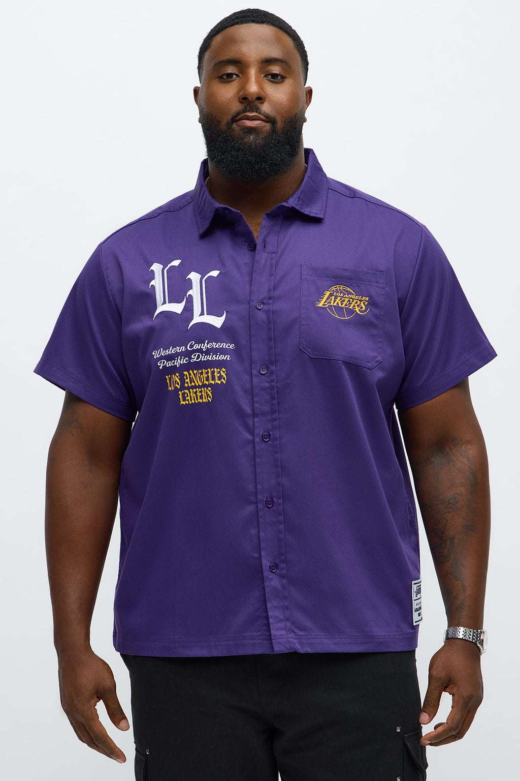 Lakers Regular Fit Button Up Shirt - Purple