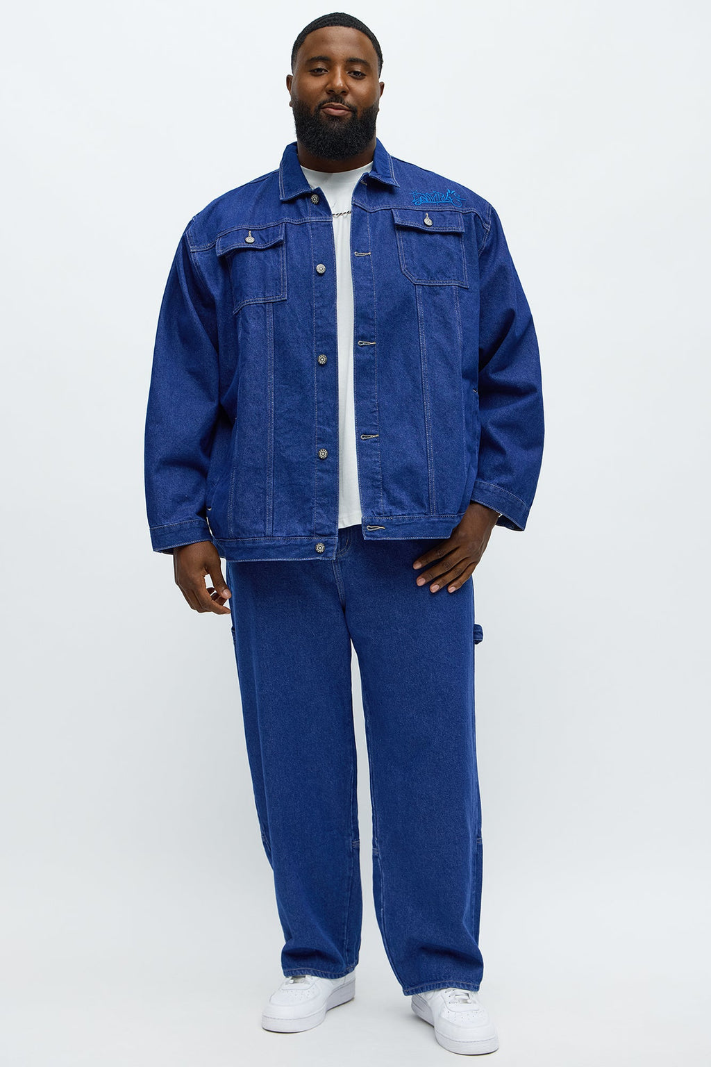 South Pole Baggy Contrast Stitch Back Hit Jeans - Blue Wash