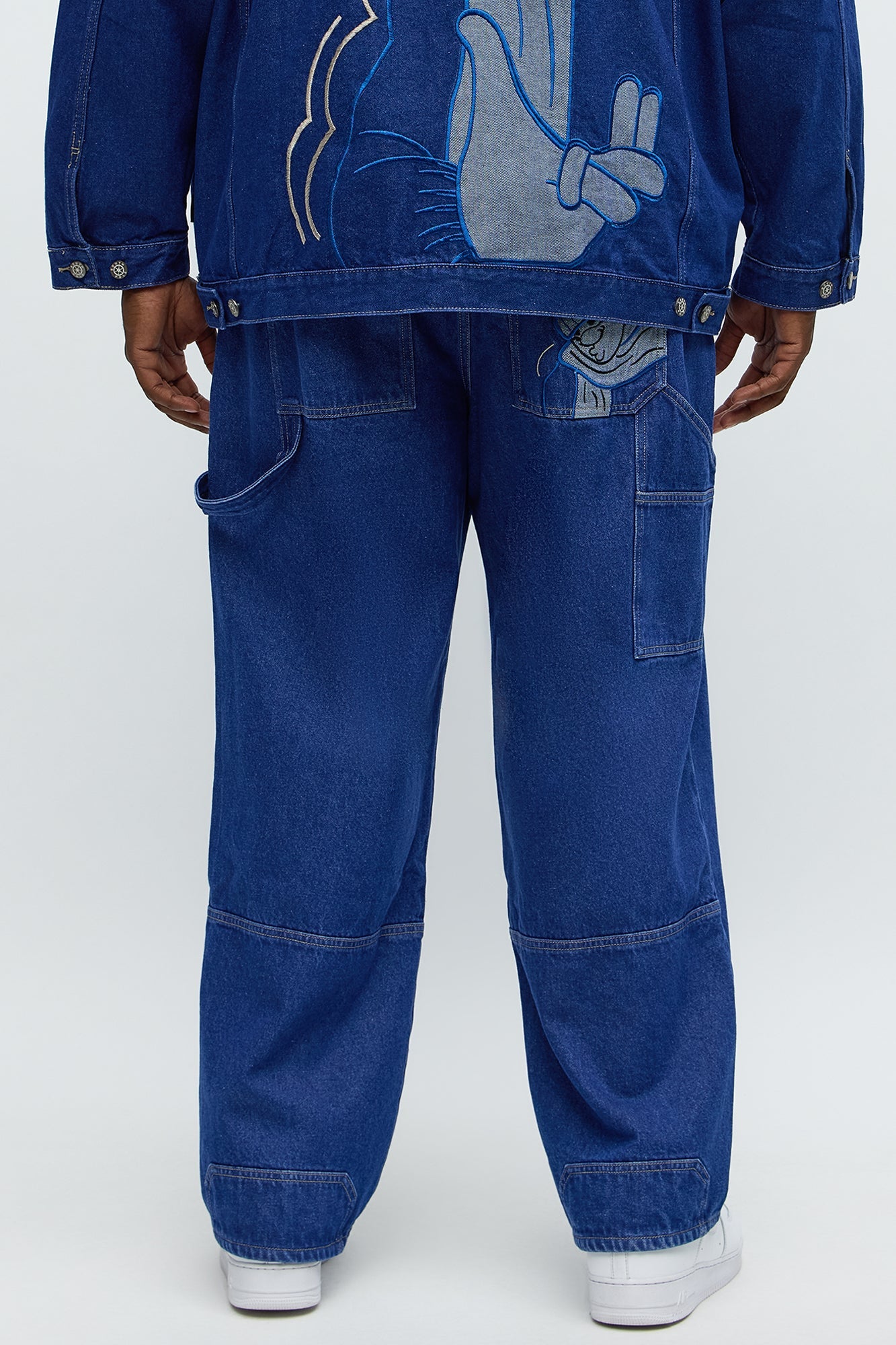 South Pole Baggy Contrast Stitch Back Hit Jeans - Blue Wash